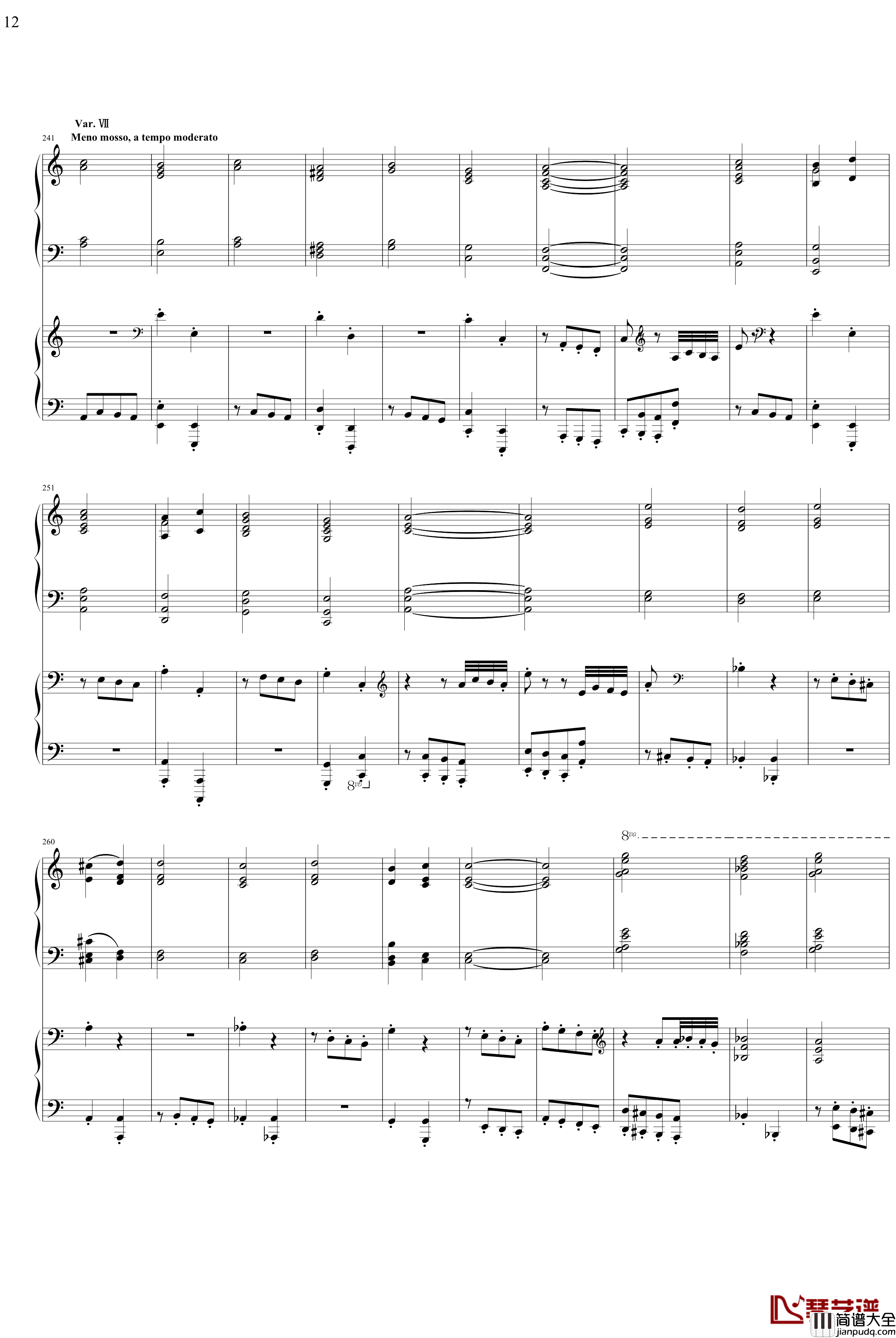 帕格尼主题狂想曲钢琴谱_1~10变奏_拉赫马尼若夫