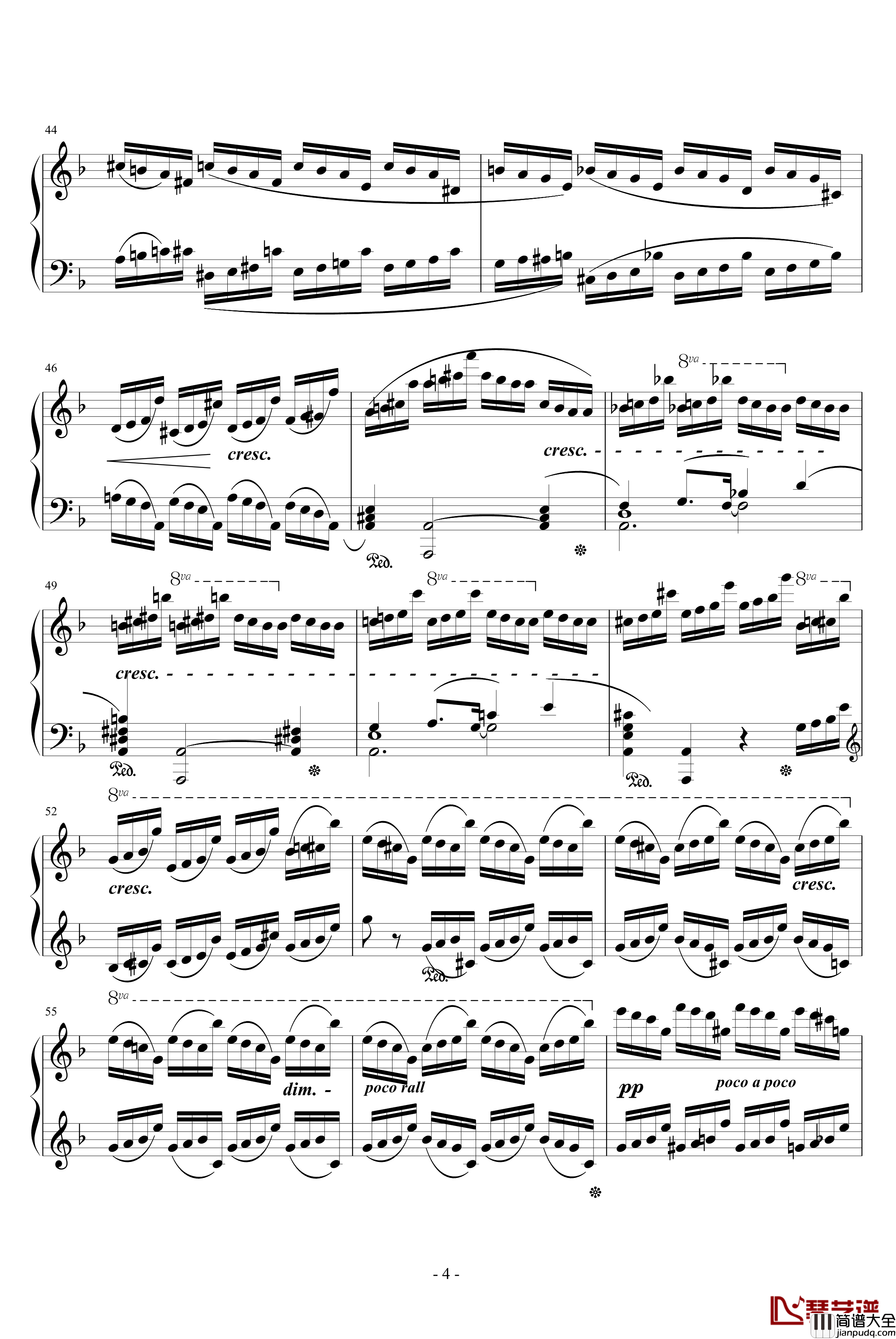 肖邦练习曲8钢琴谱_肖邦_chopin