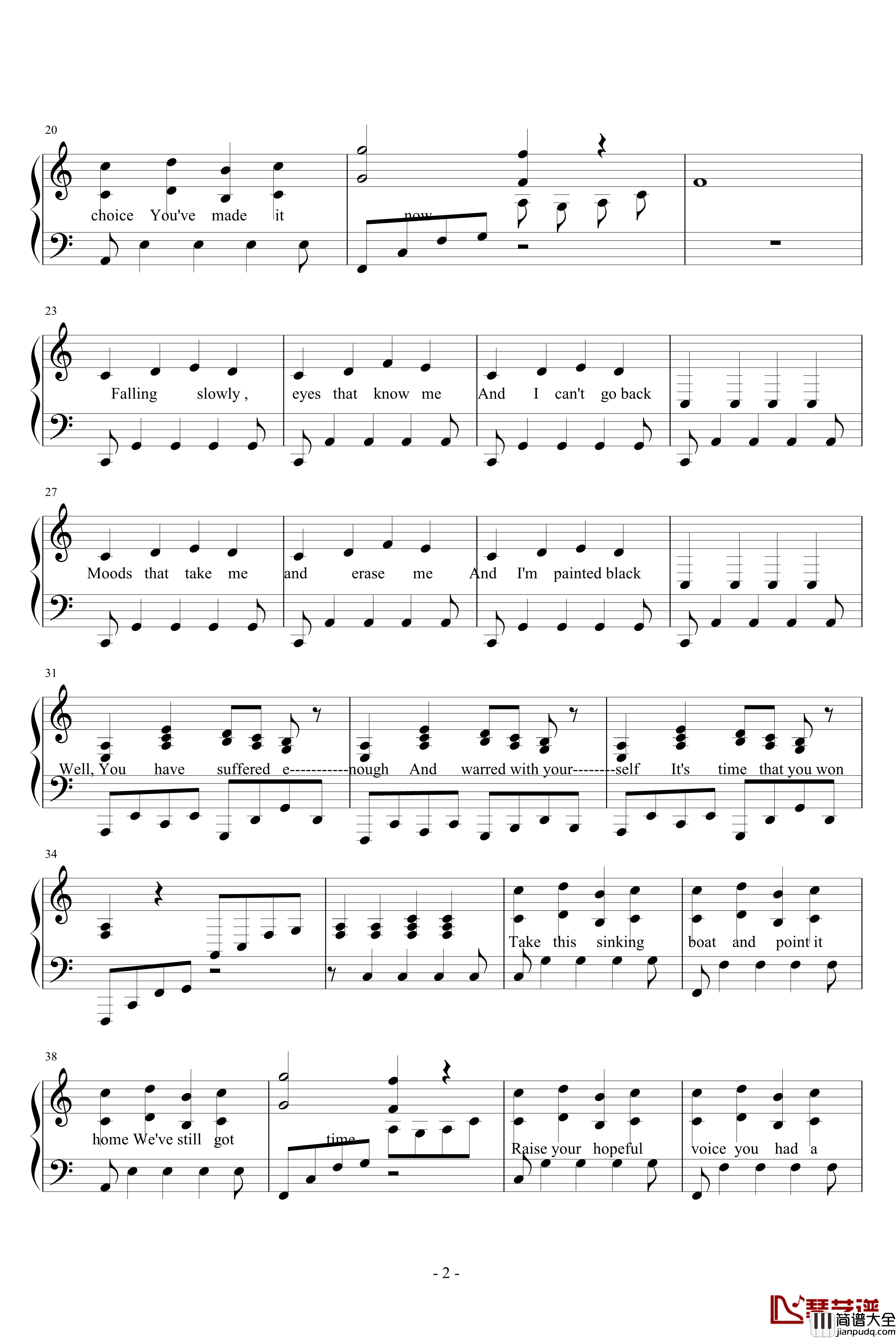 Falling_Slowly钢琴谱_once