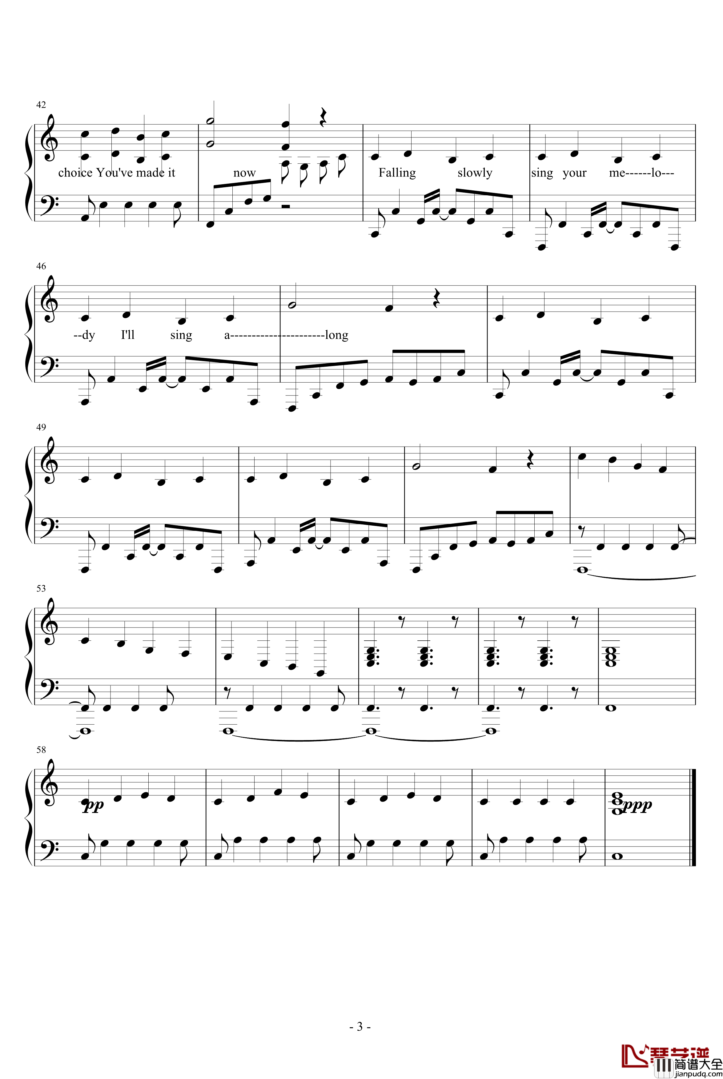Falling_Slowly钢琴谱_once