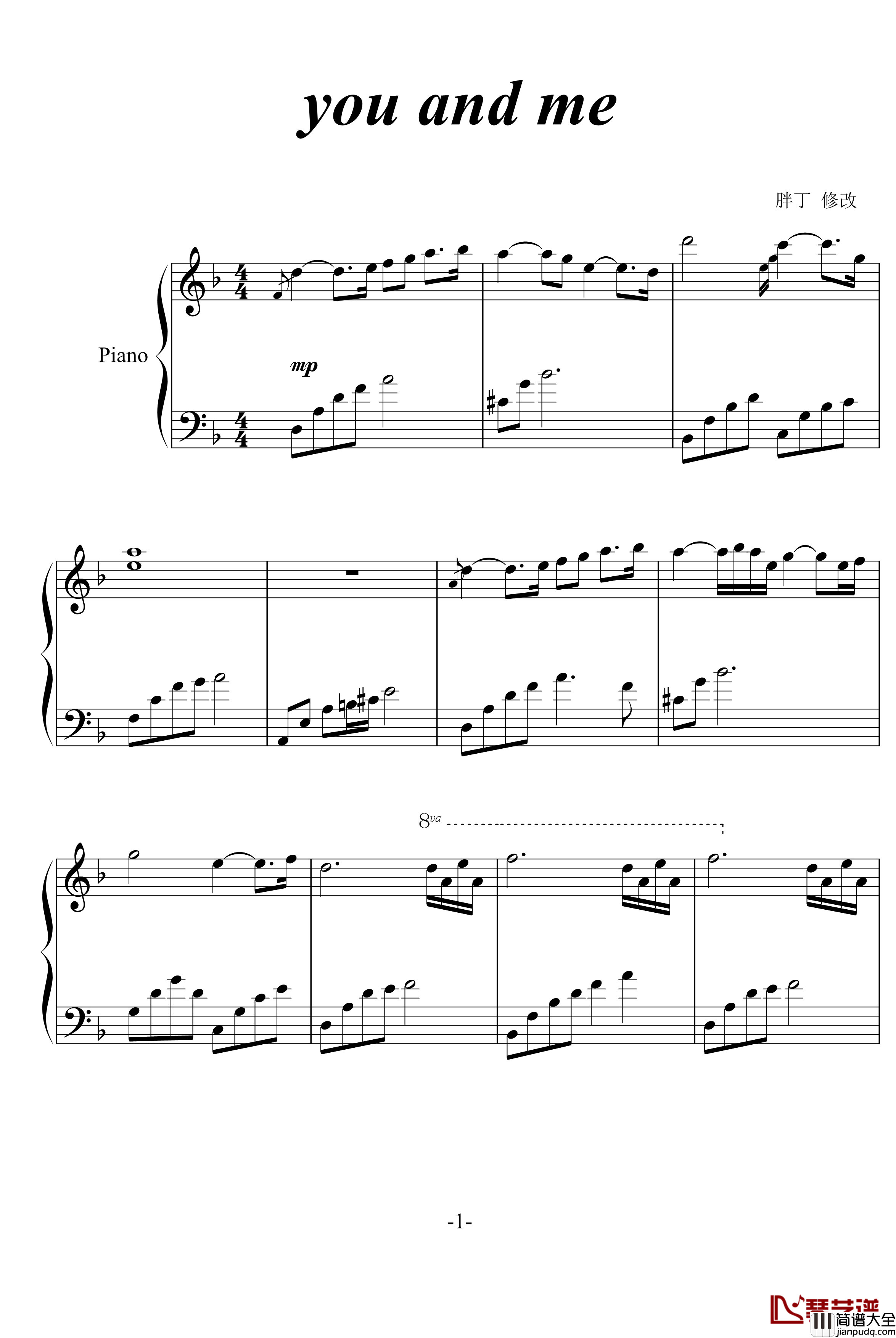 YOU_AND_ME钢琴谱_The_Daydream