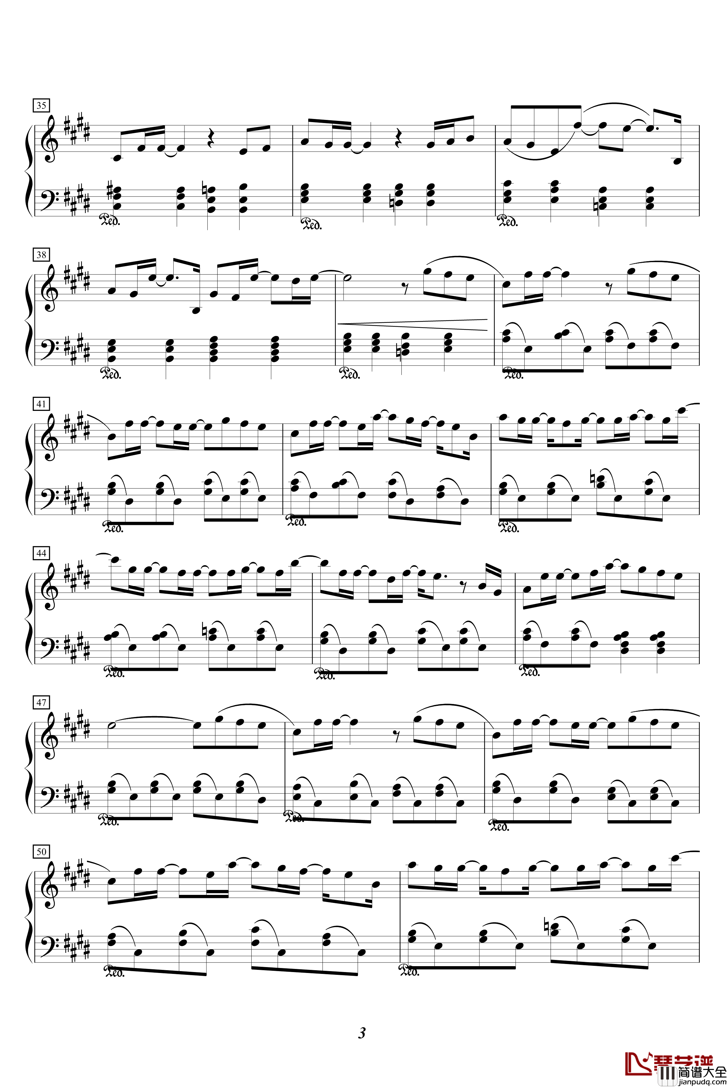 最長的電影钢琴谱_綾楓版_周杰伦