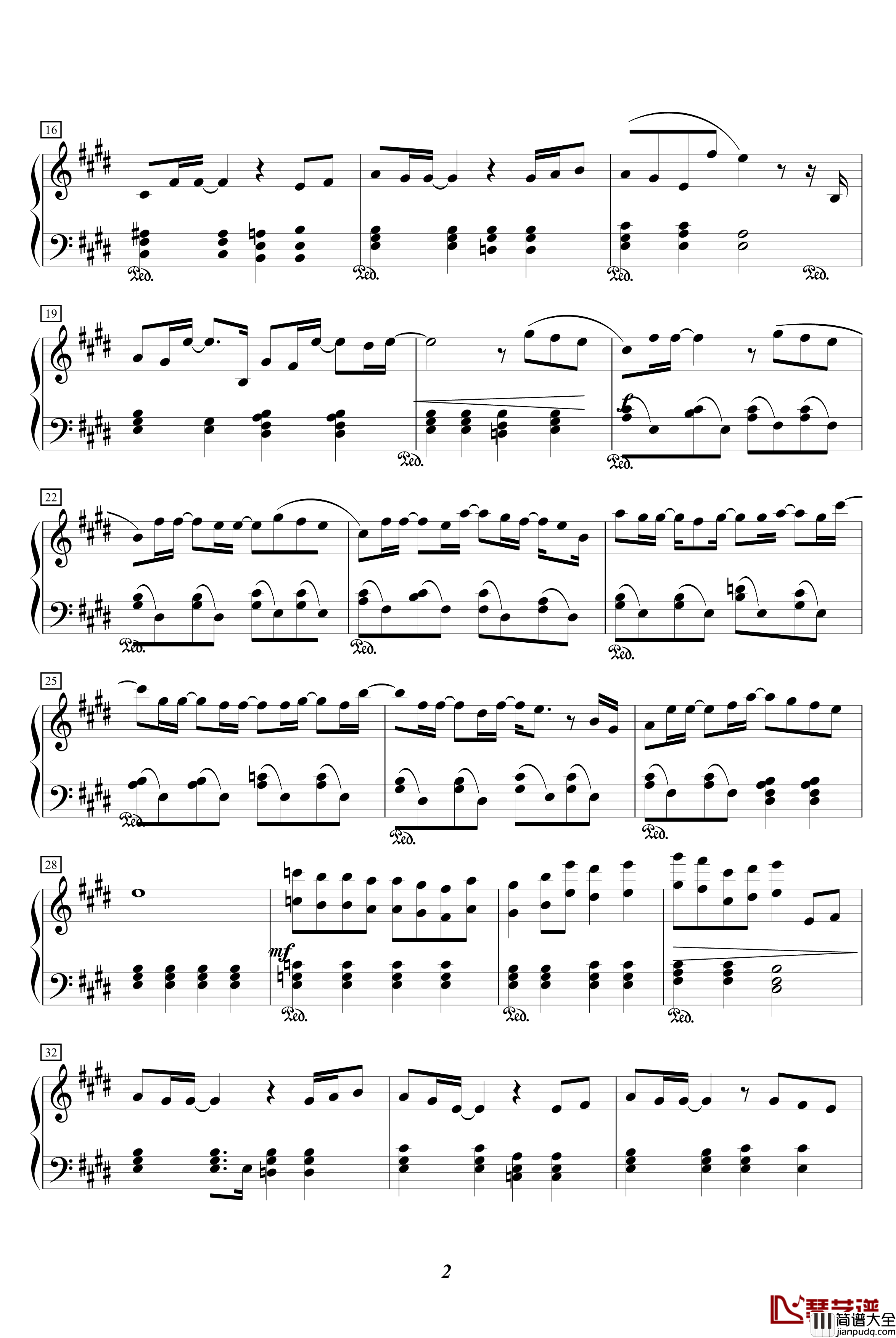 最長的電影钢琴谱_綾楓版_周杰伦