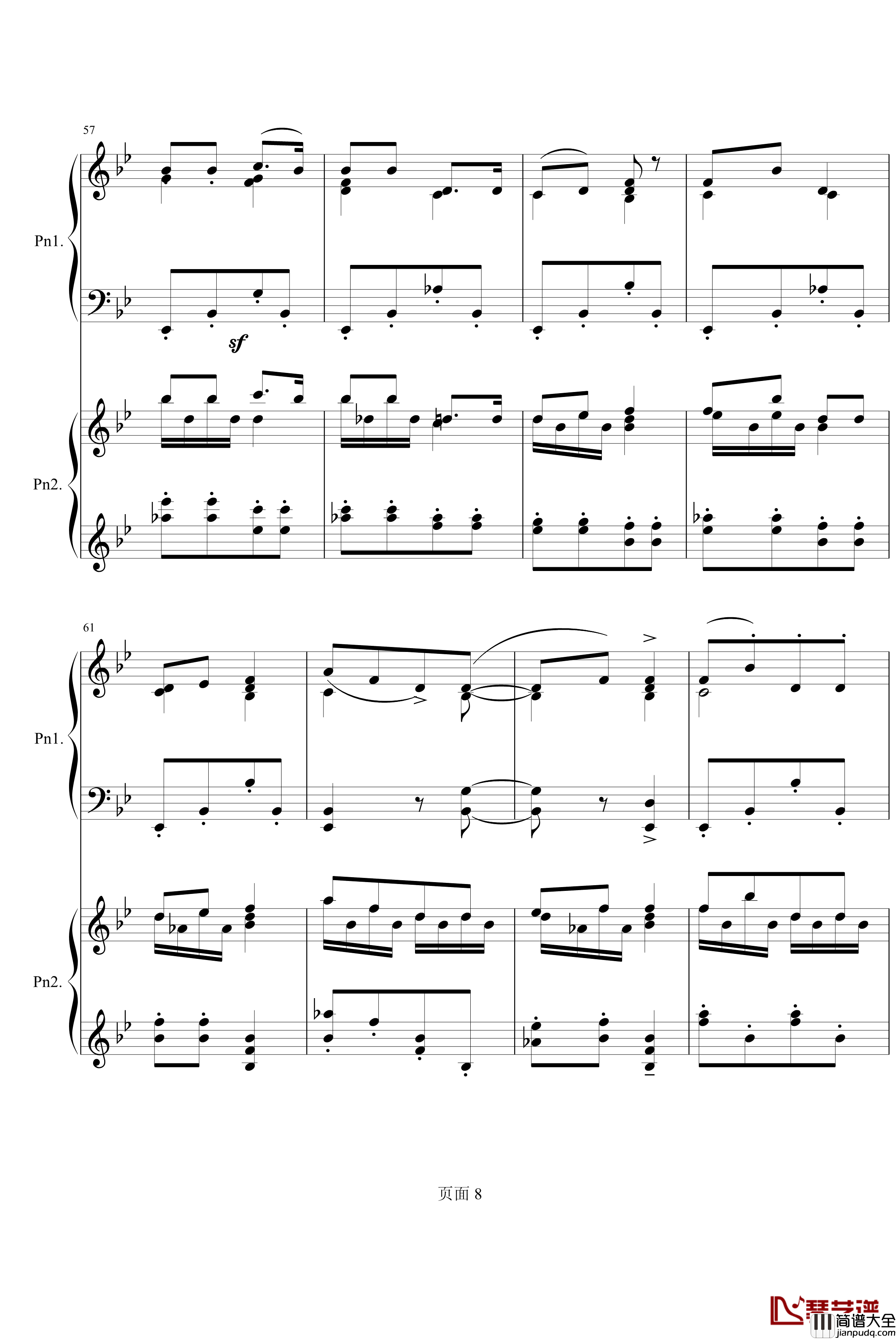 猜调钢琴谱_双钢琴_王建中