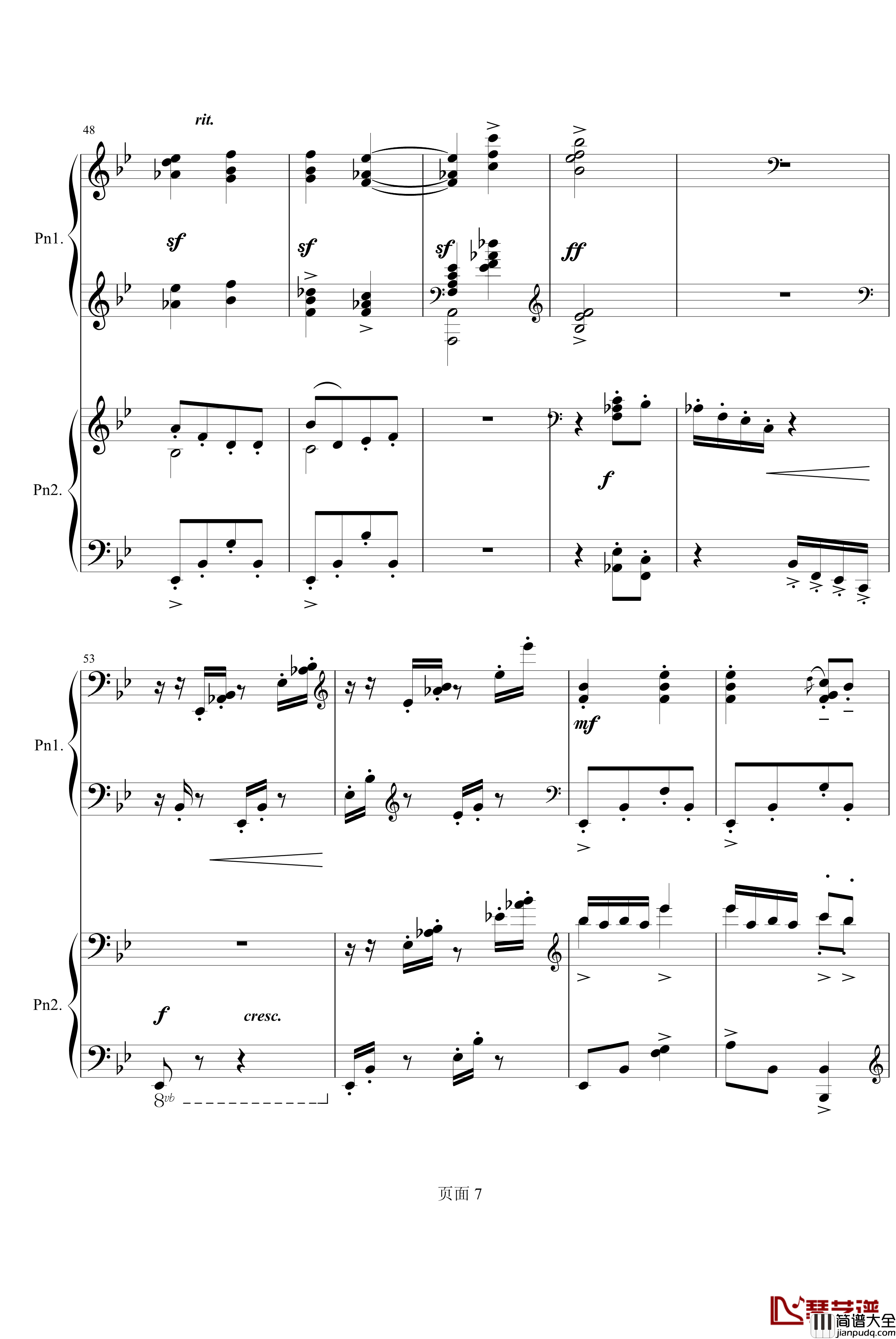 猜调钢琴谱_双钢琴_王建中