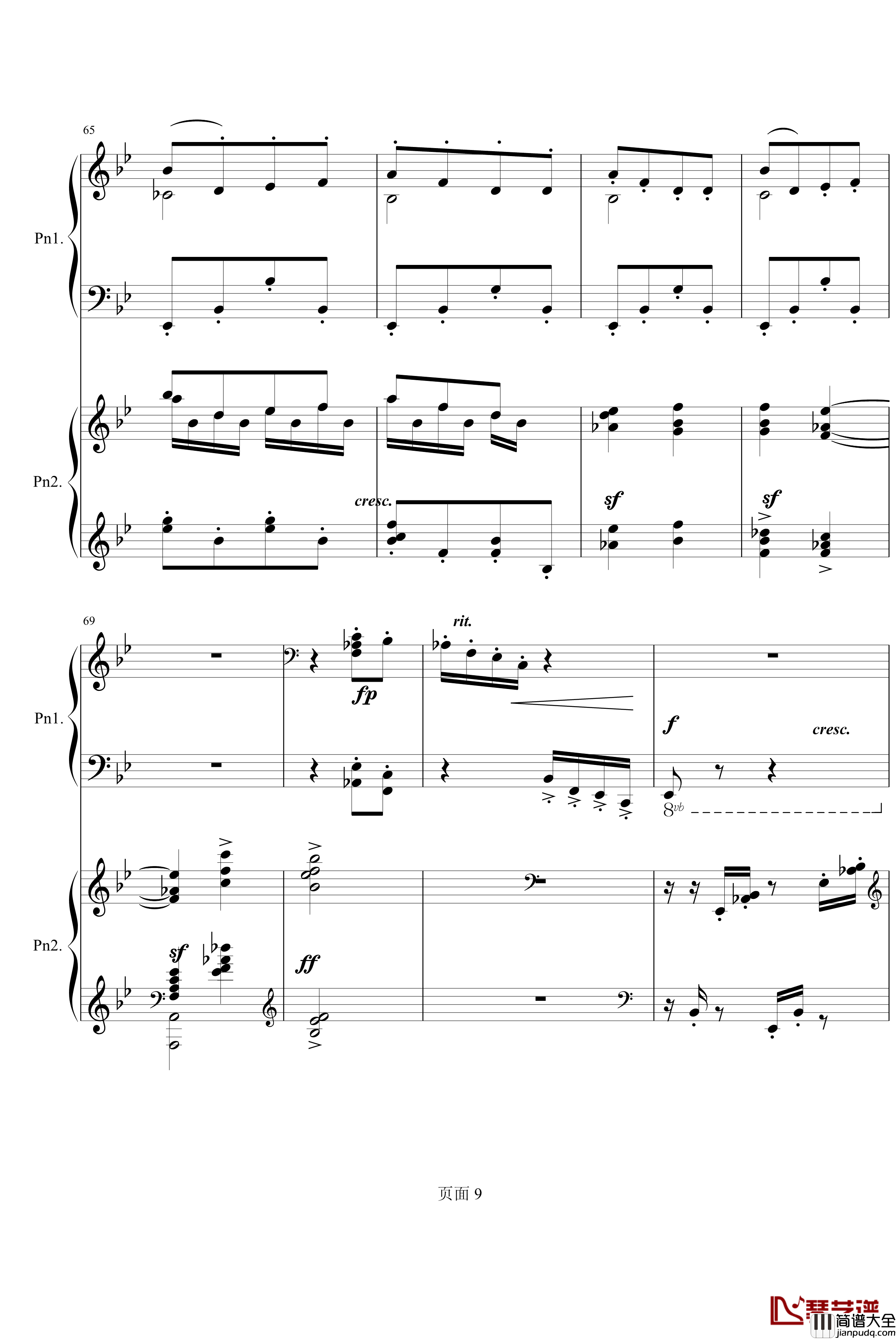 猜调钢琴谱_双钢琴_王建中