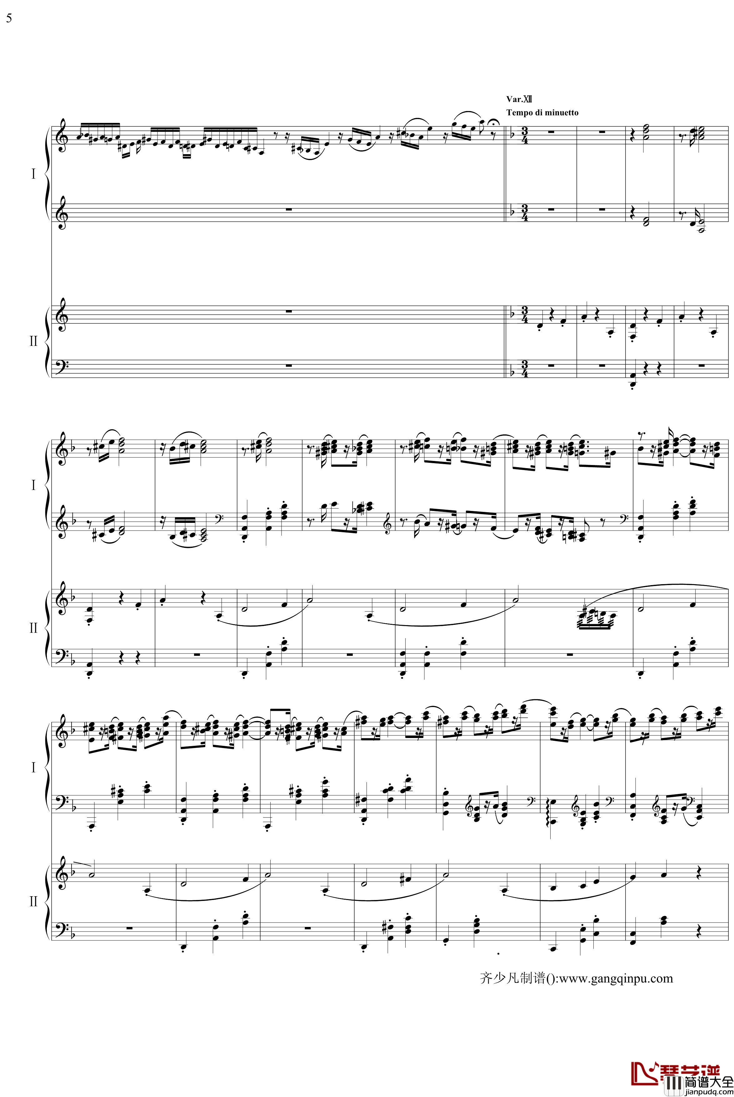 帕格尼尼主题狂想曲钢琴谱_11~18变奏_拉赫马尼若夫