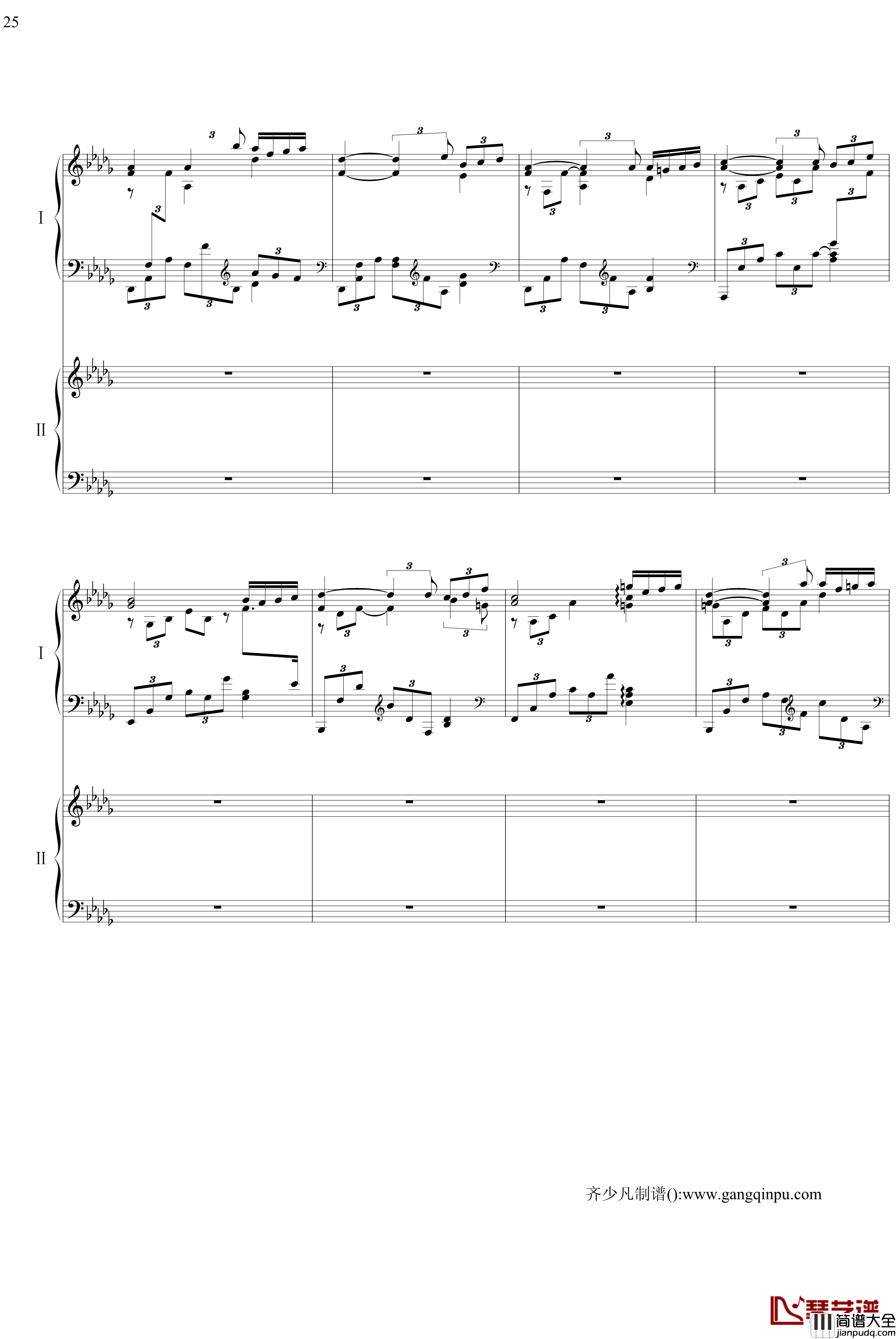 帕格尼尼主题狂想曲钢琴谱_11~18变奏_拉赫马尼若夫