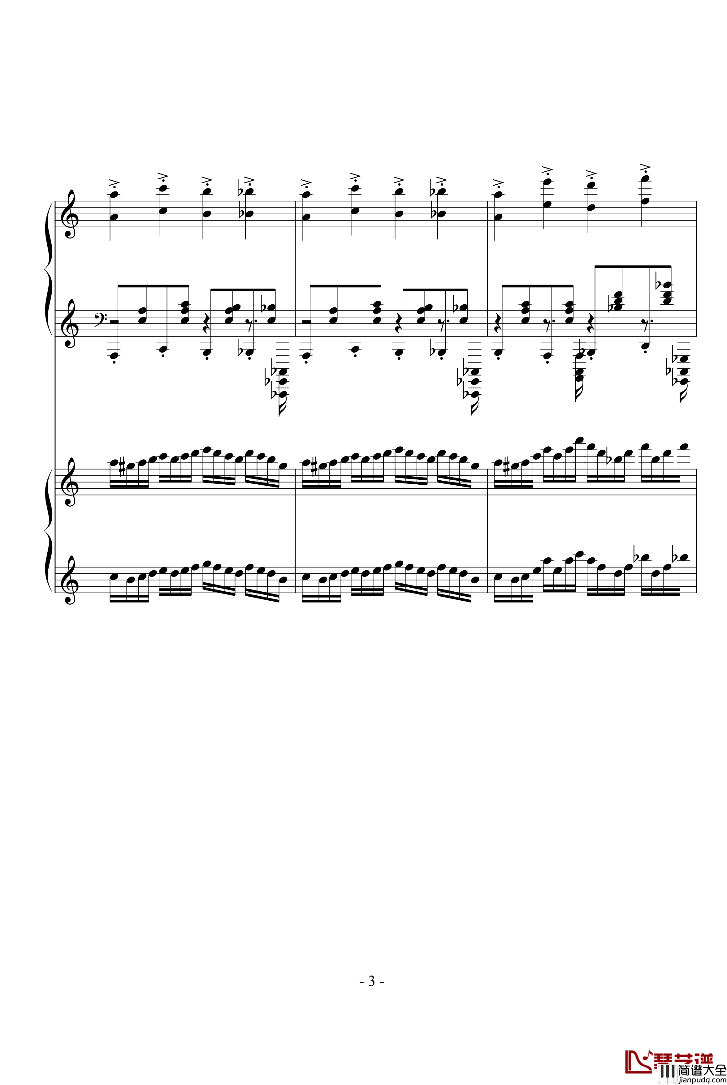 斗琴4双人准原谱钢琴谱_影视