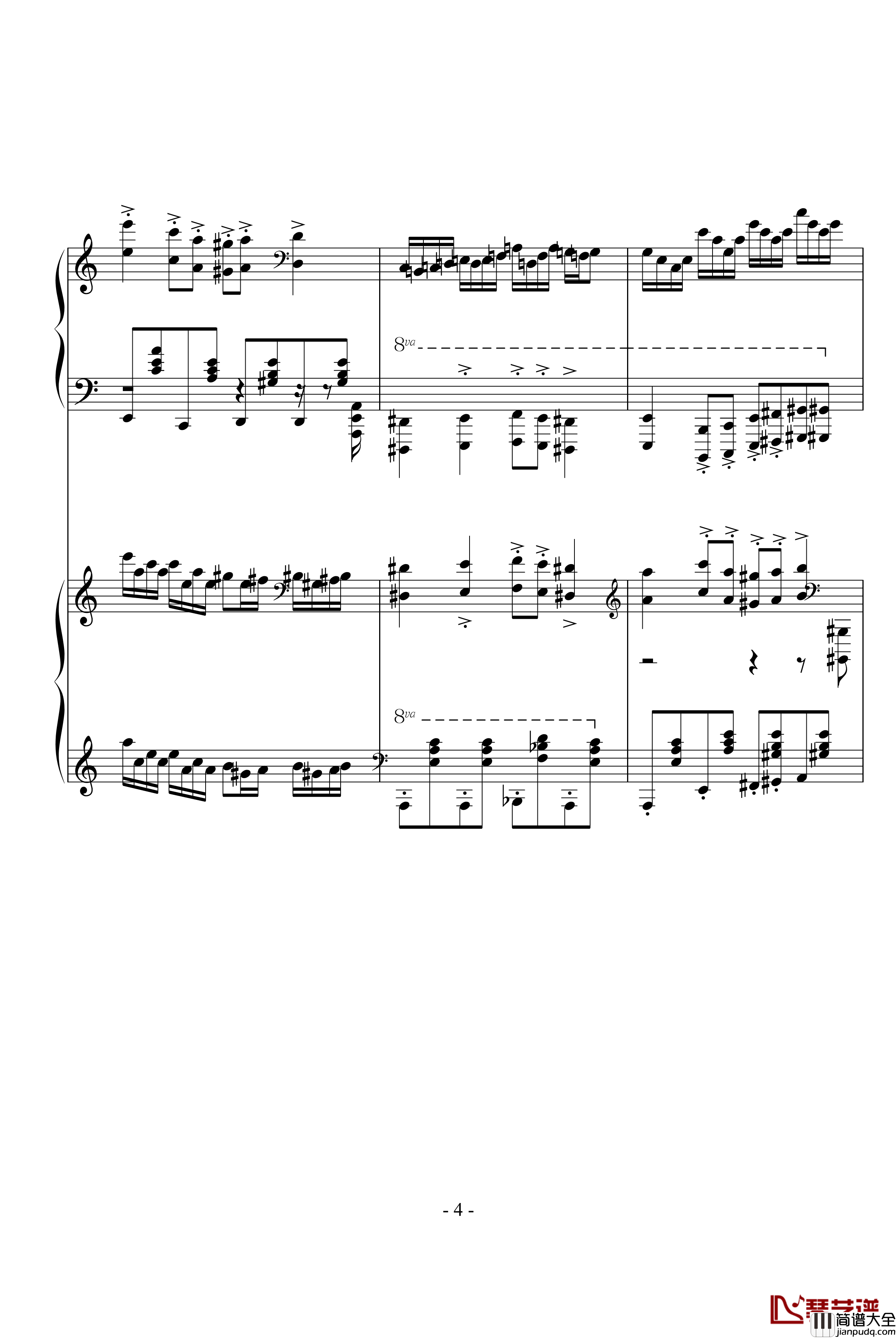 斗琴4双人准原谱钢琴谱_影视
