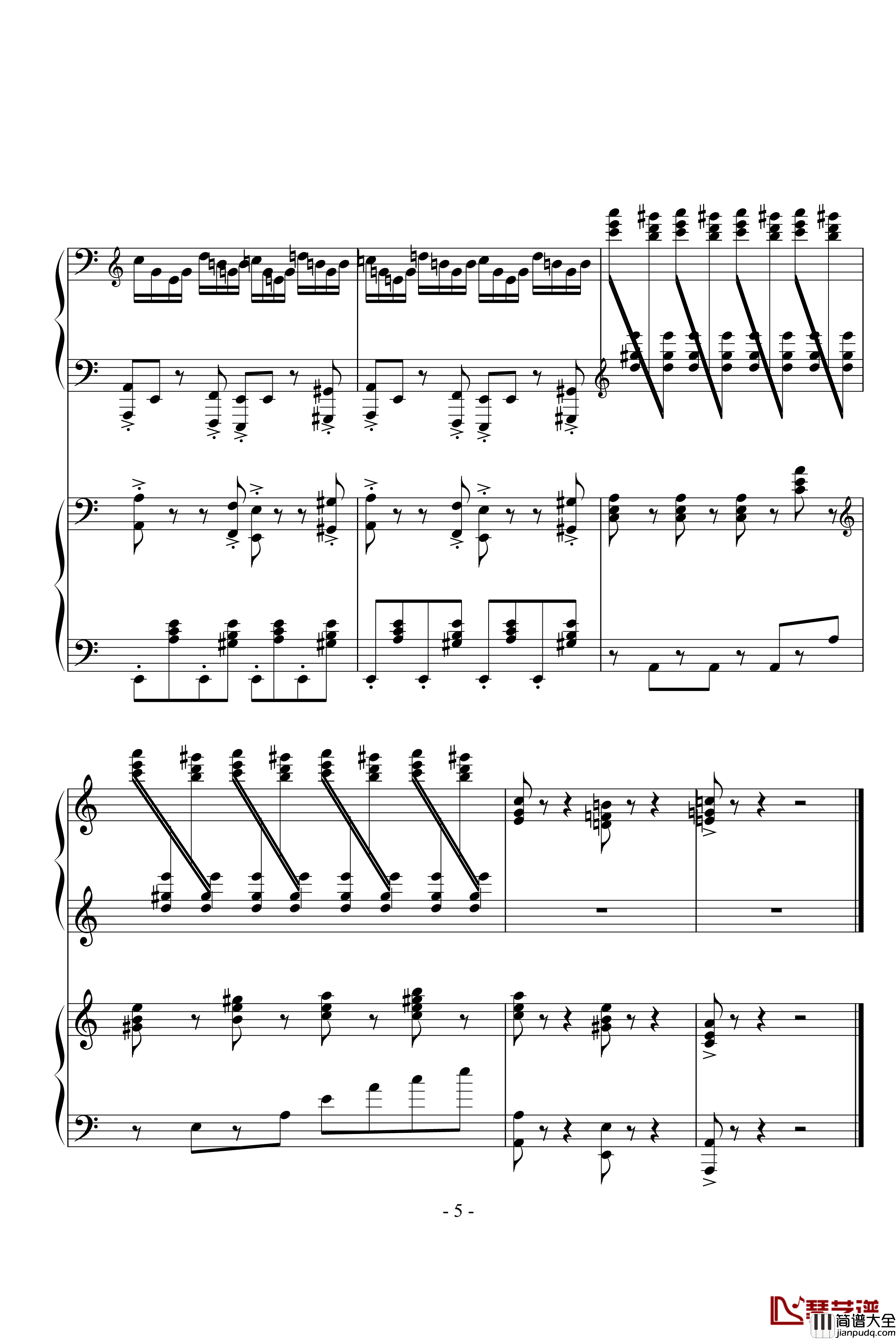 斗琴4双人准原谱钢琴谱_影视