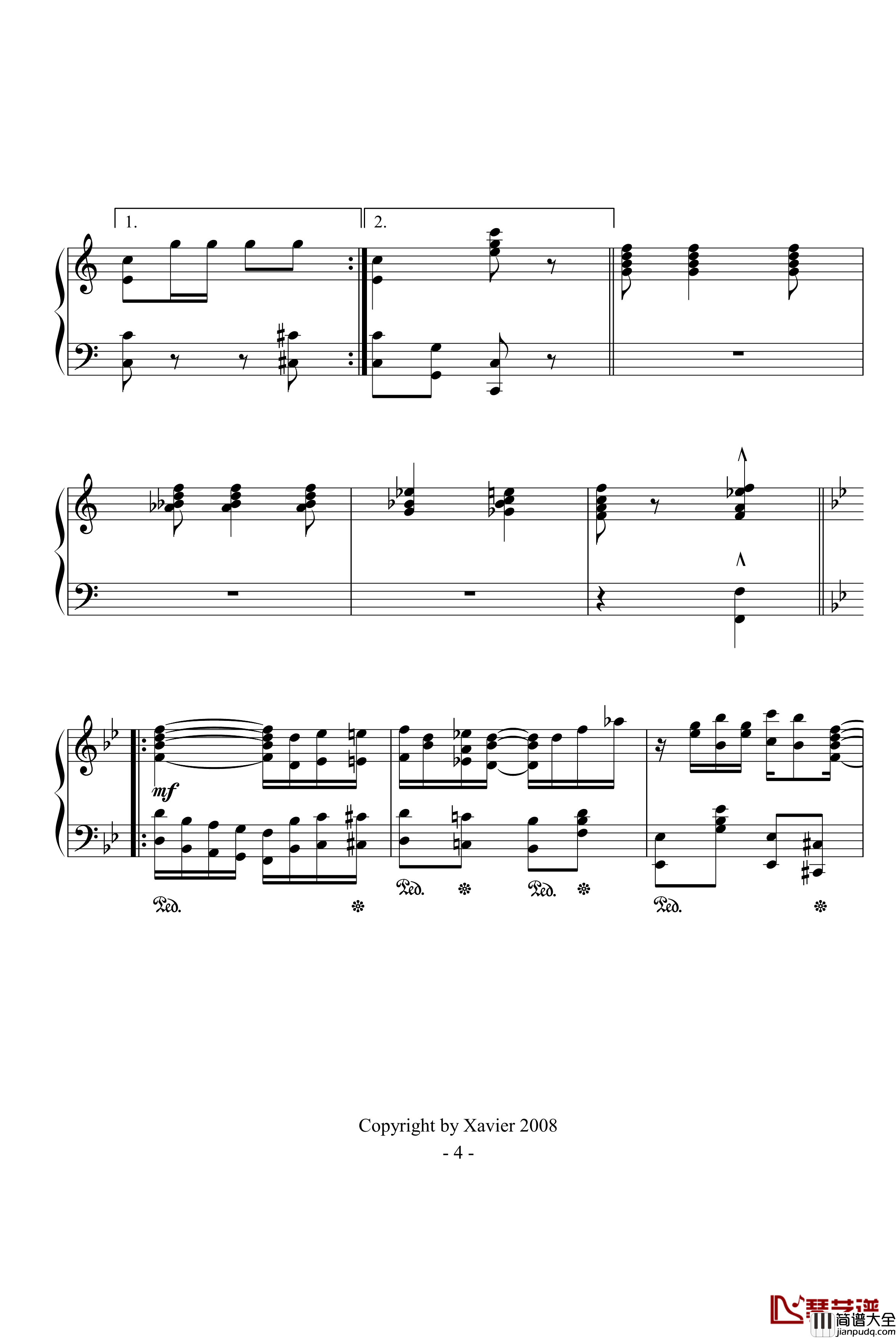 小瀑布钢琴谱_The_Cascades(Jazz)_爵士_Scott_Joplin