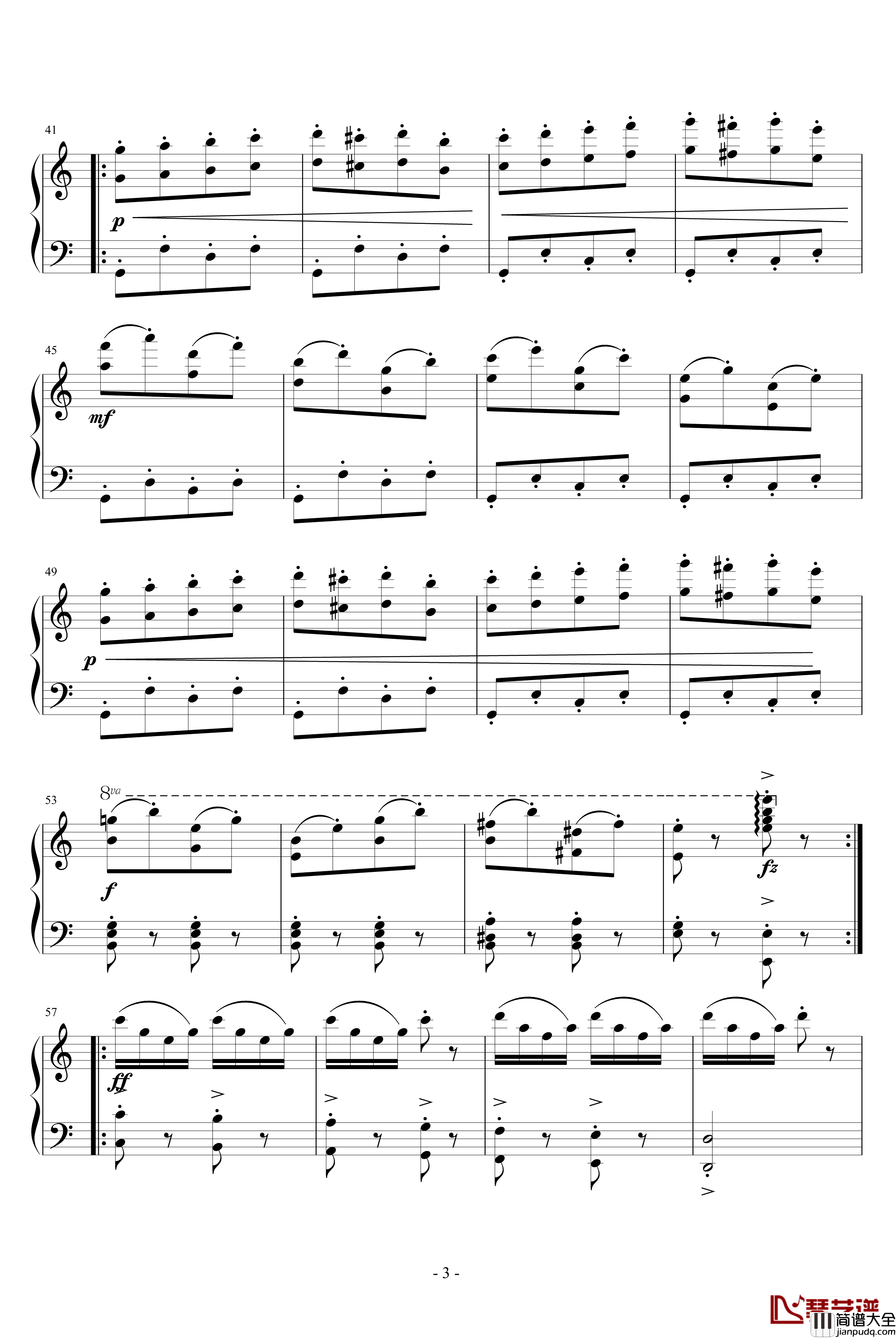 邮递马车钢琴谱_世界名曲