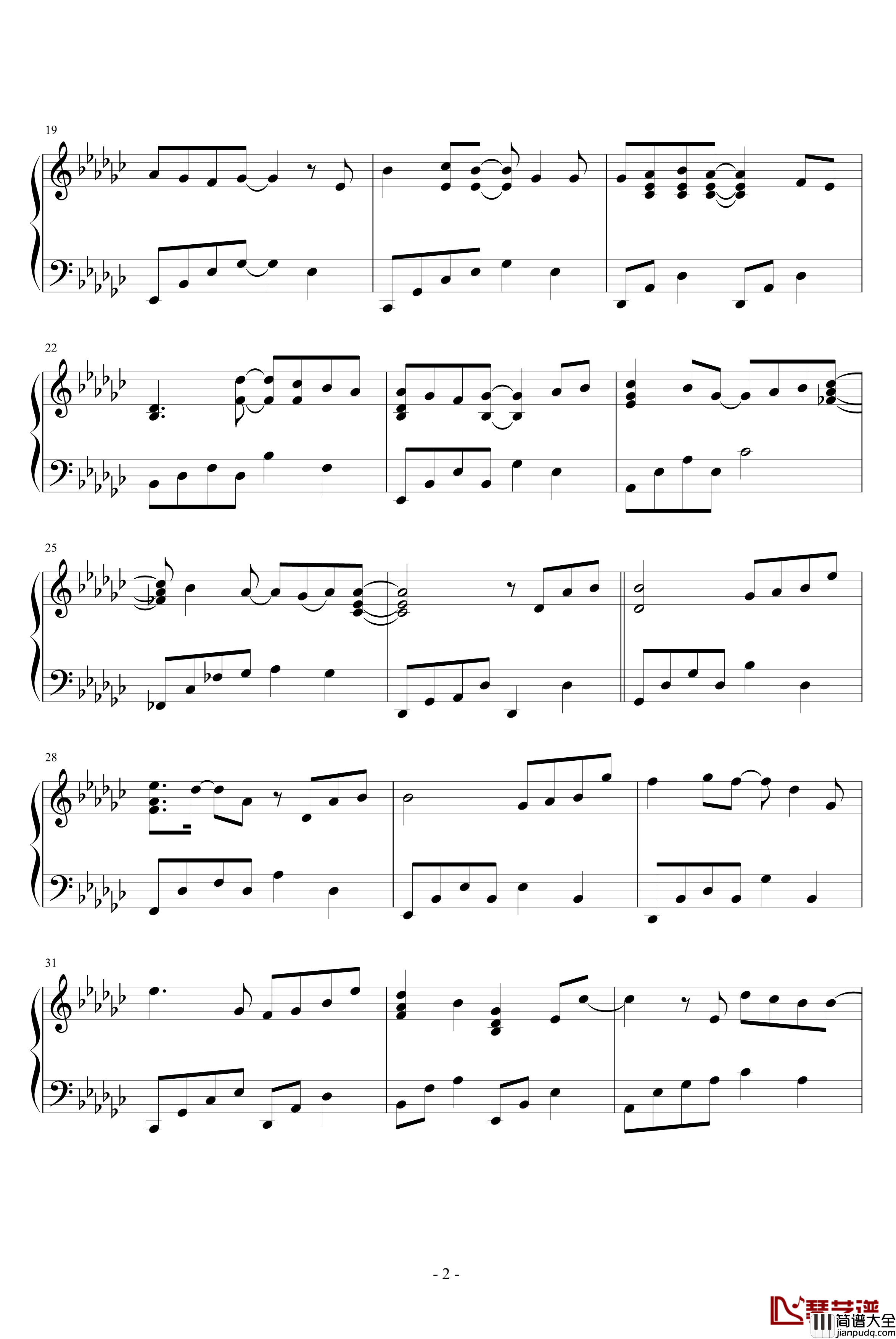 独家记忆钢琴谱_原調_陈小春