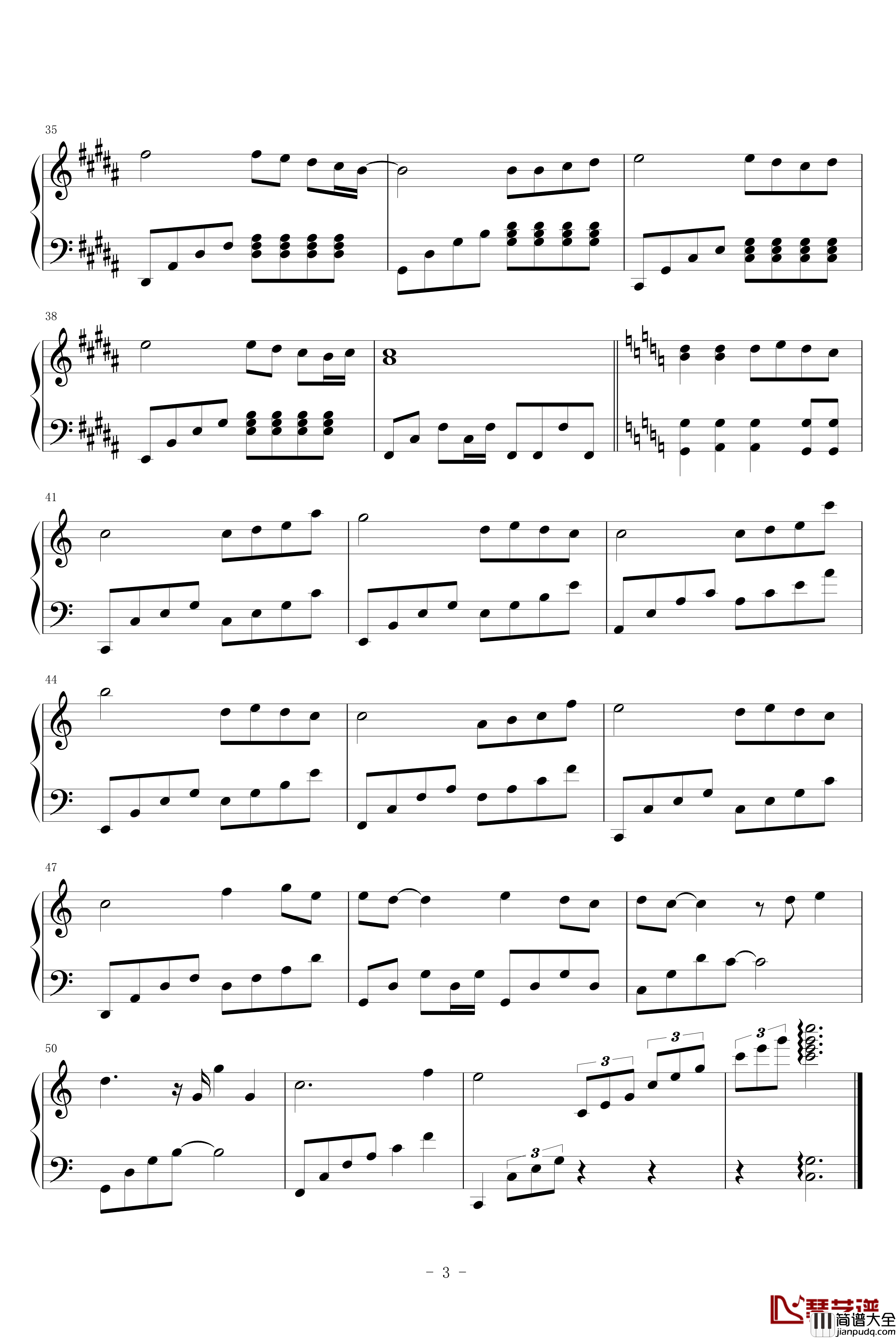 想太多钢琴谱_原調_李玖哲