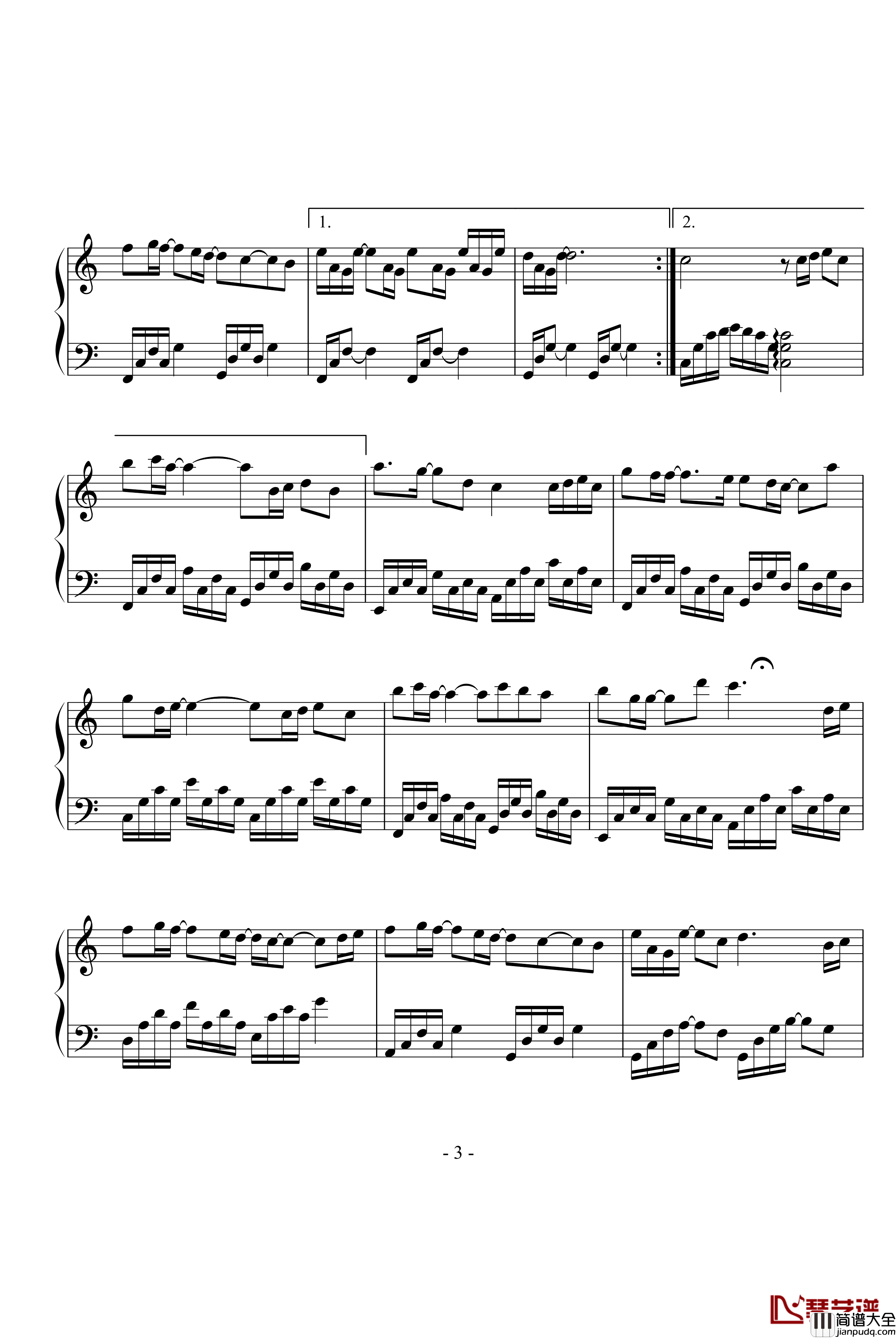 其实很爱你钢琴谱_张韶涵