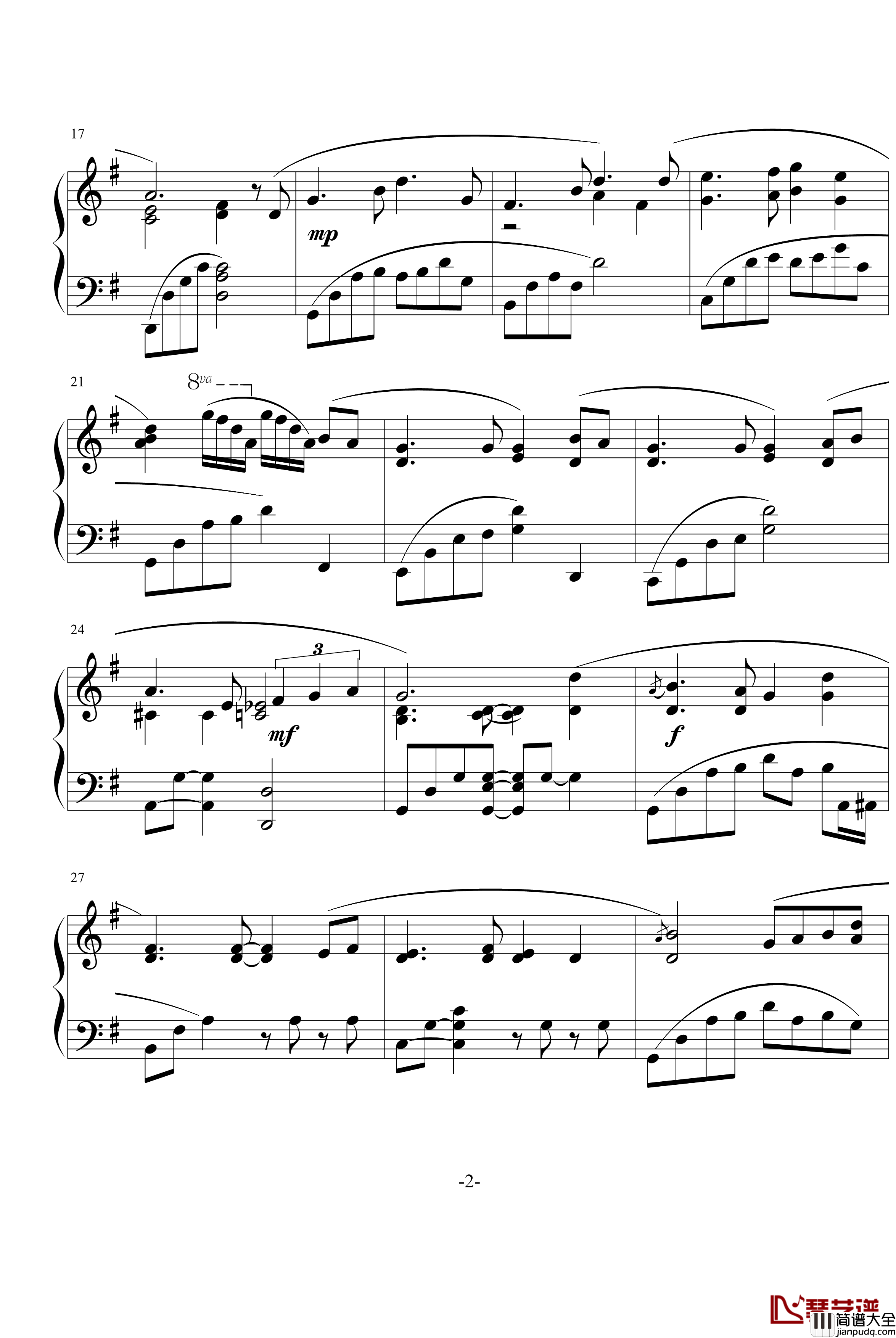 月亮代表我的心钢琴谱_最原始版本_邓丽君