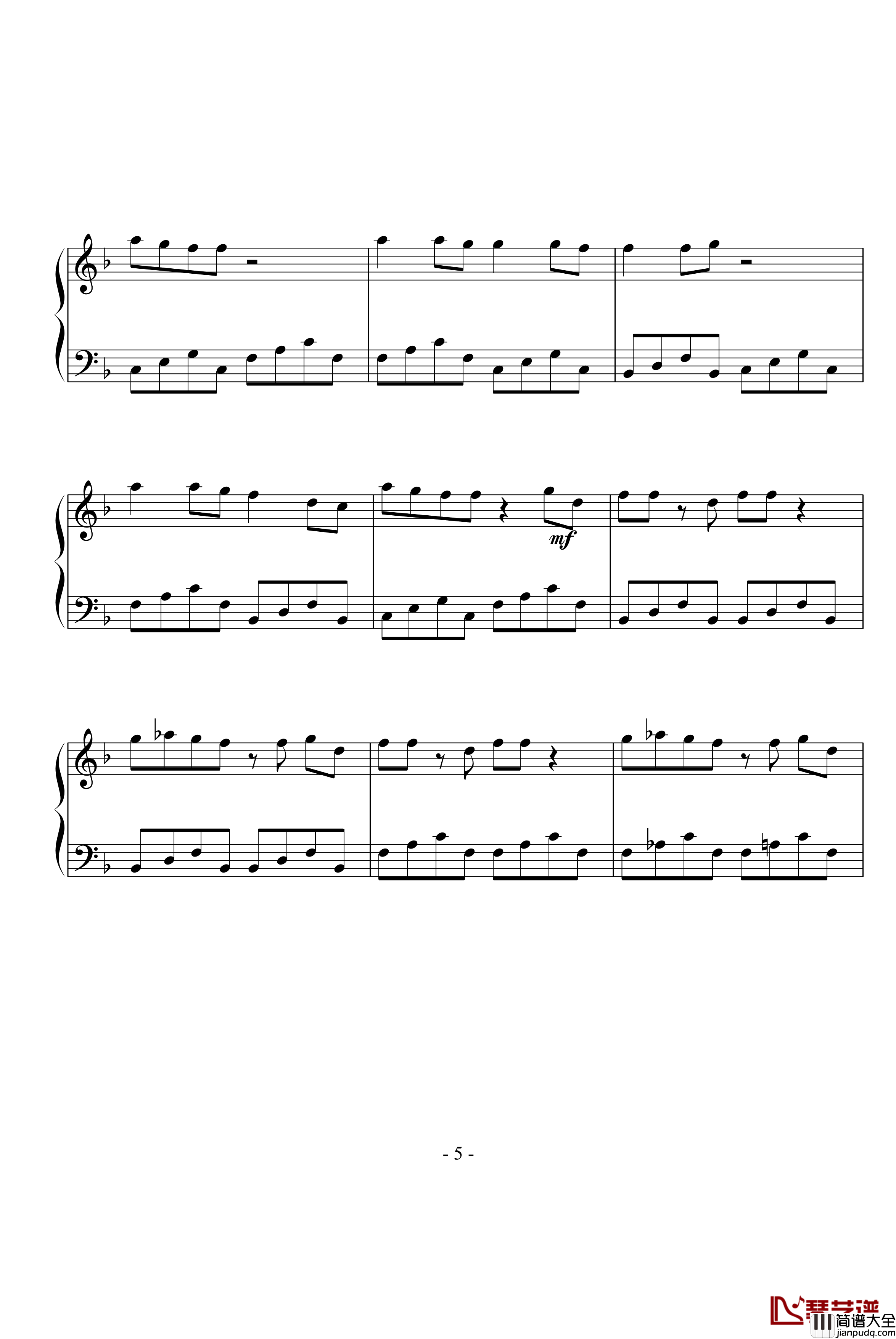 彩虹的微笑钢琴谱_王心凌