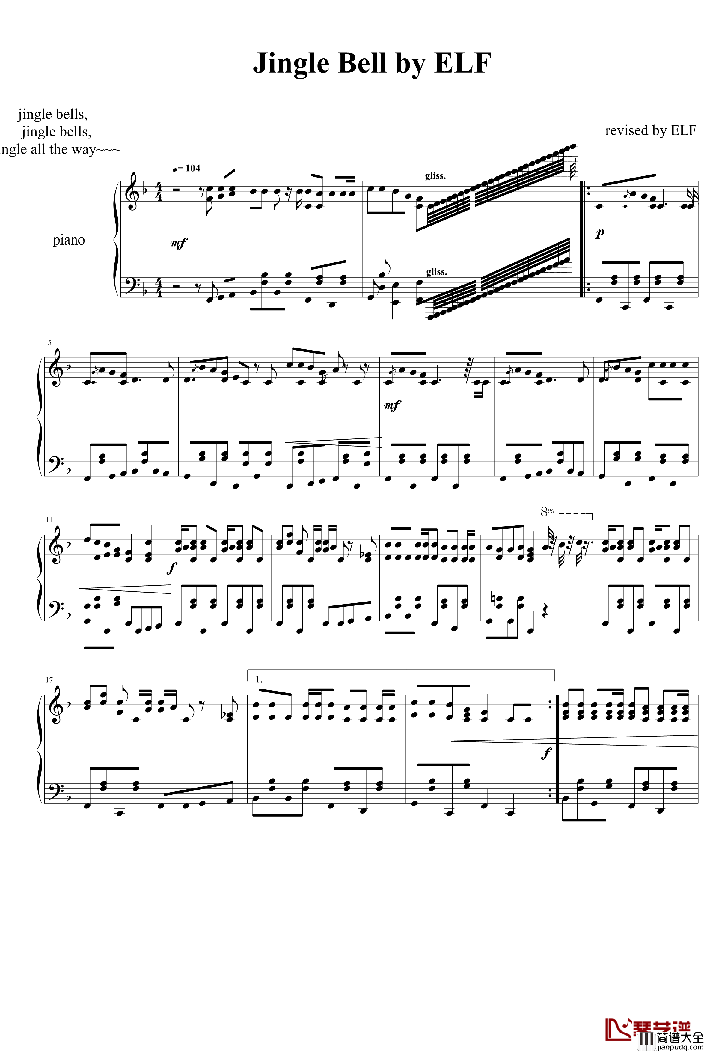 JINGLE_BELL_by_ELE钢琴谱_动漫影视