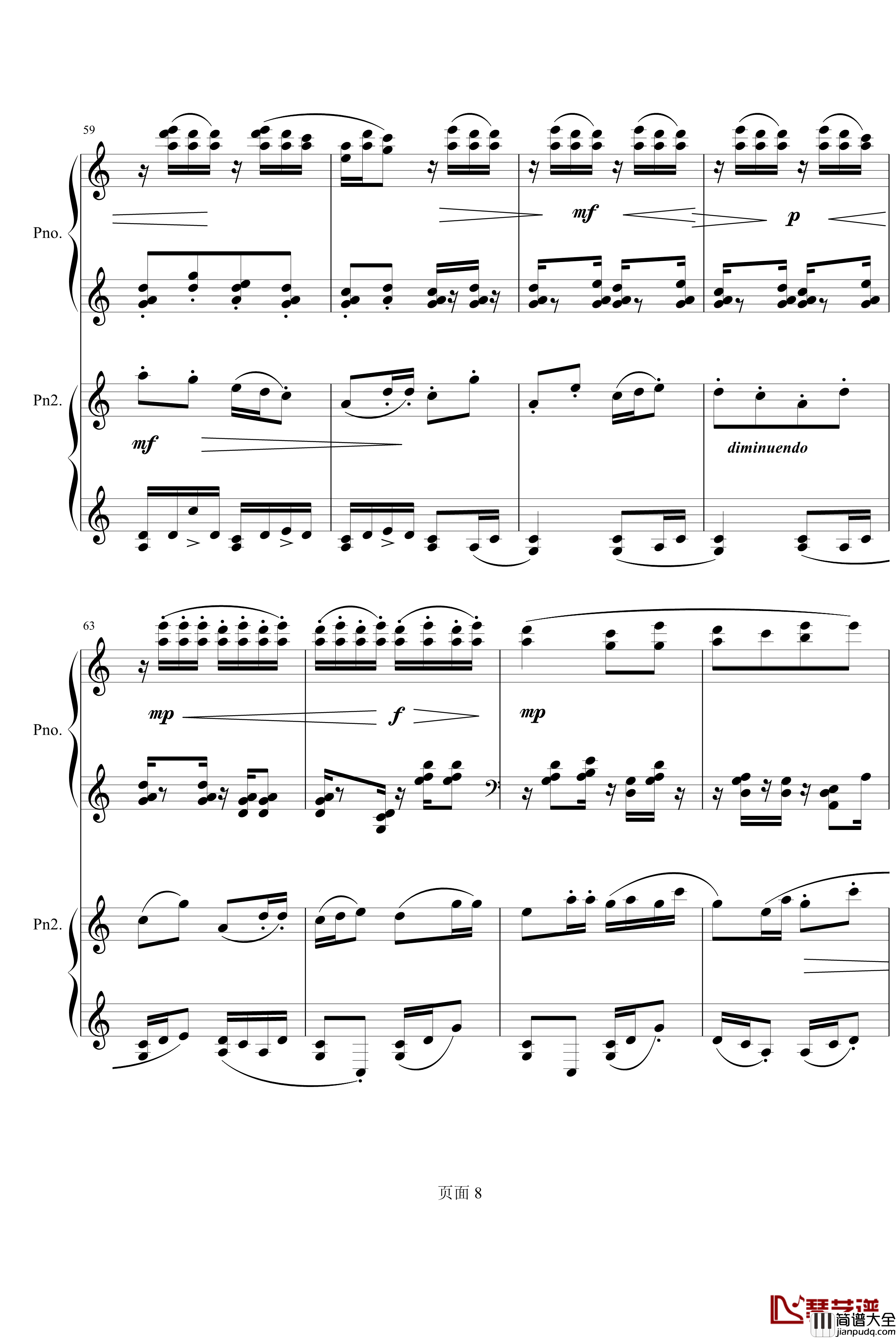 京韵钢琴谱_双钢琴_中国名曲