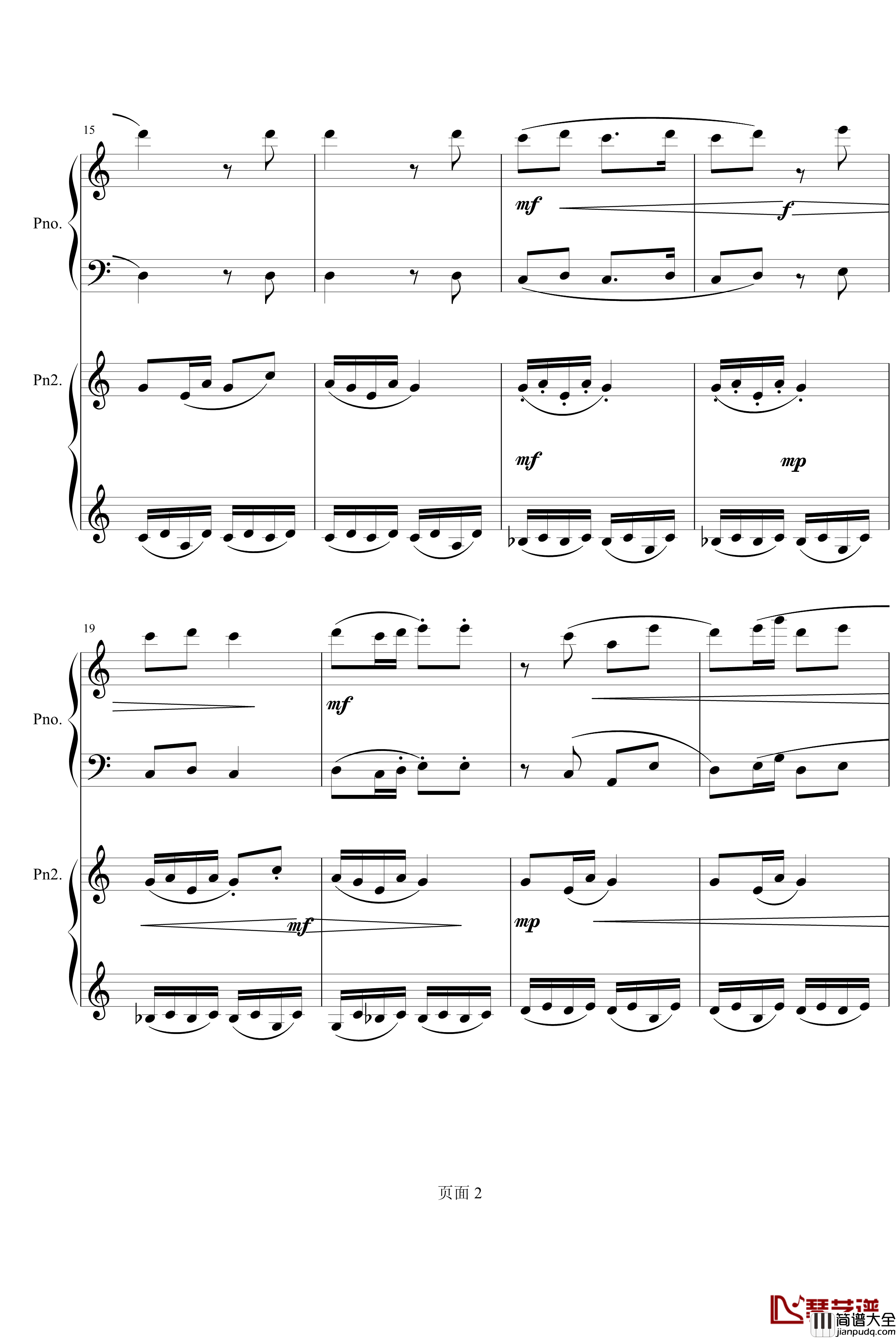 京韵钢琴谱_双钢琴_中国名曲