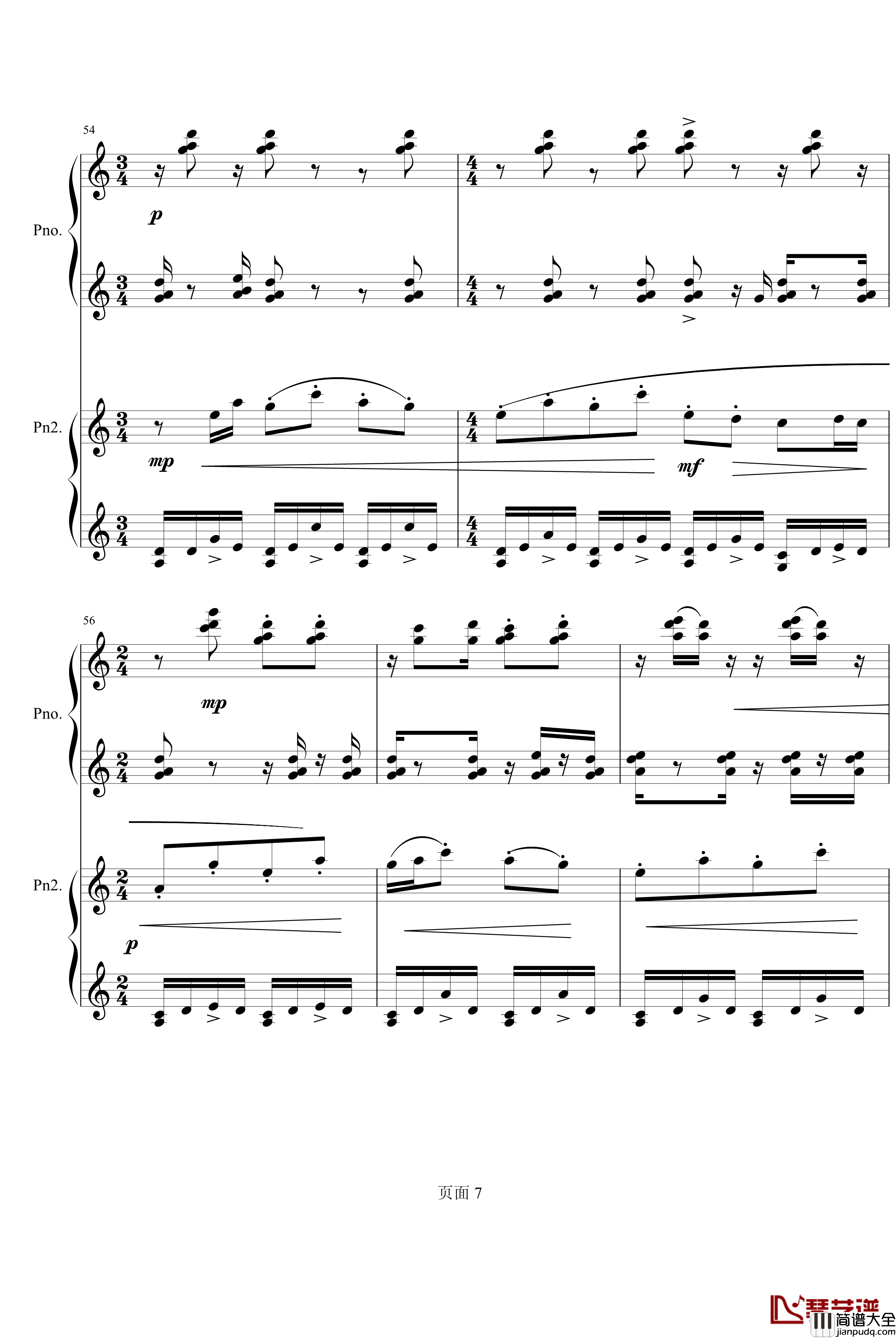 京韵钢琴谱_双钢琴_中国名曲