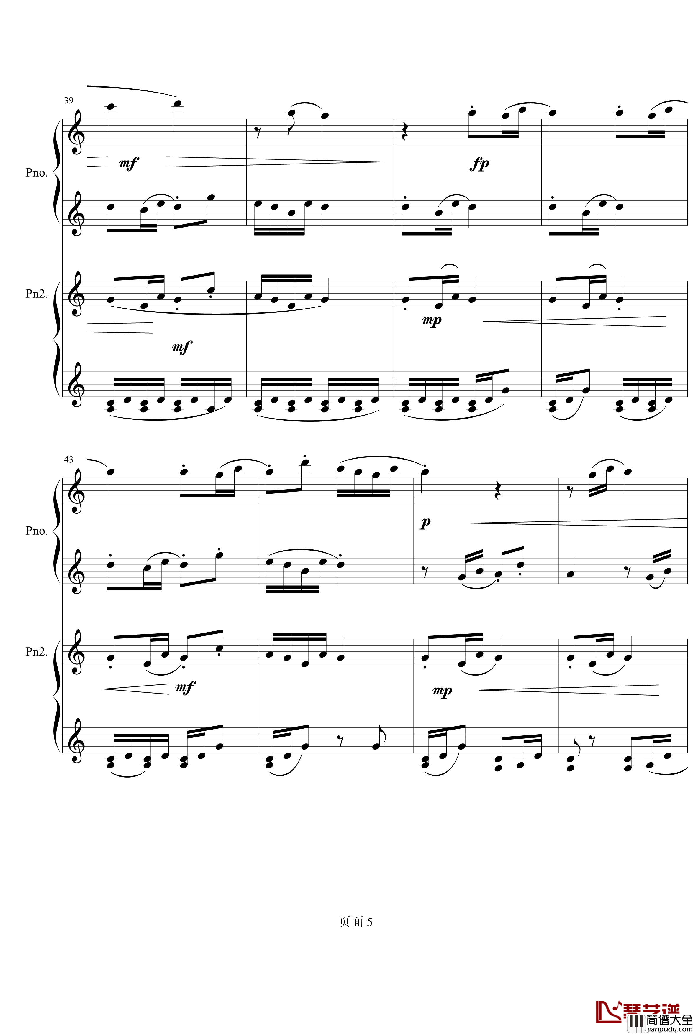 京韵钢琴谱_双钢琴_中国名曲