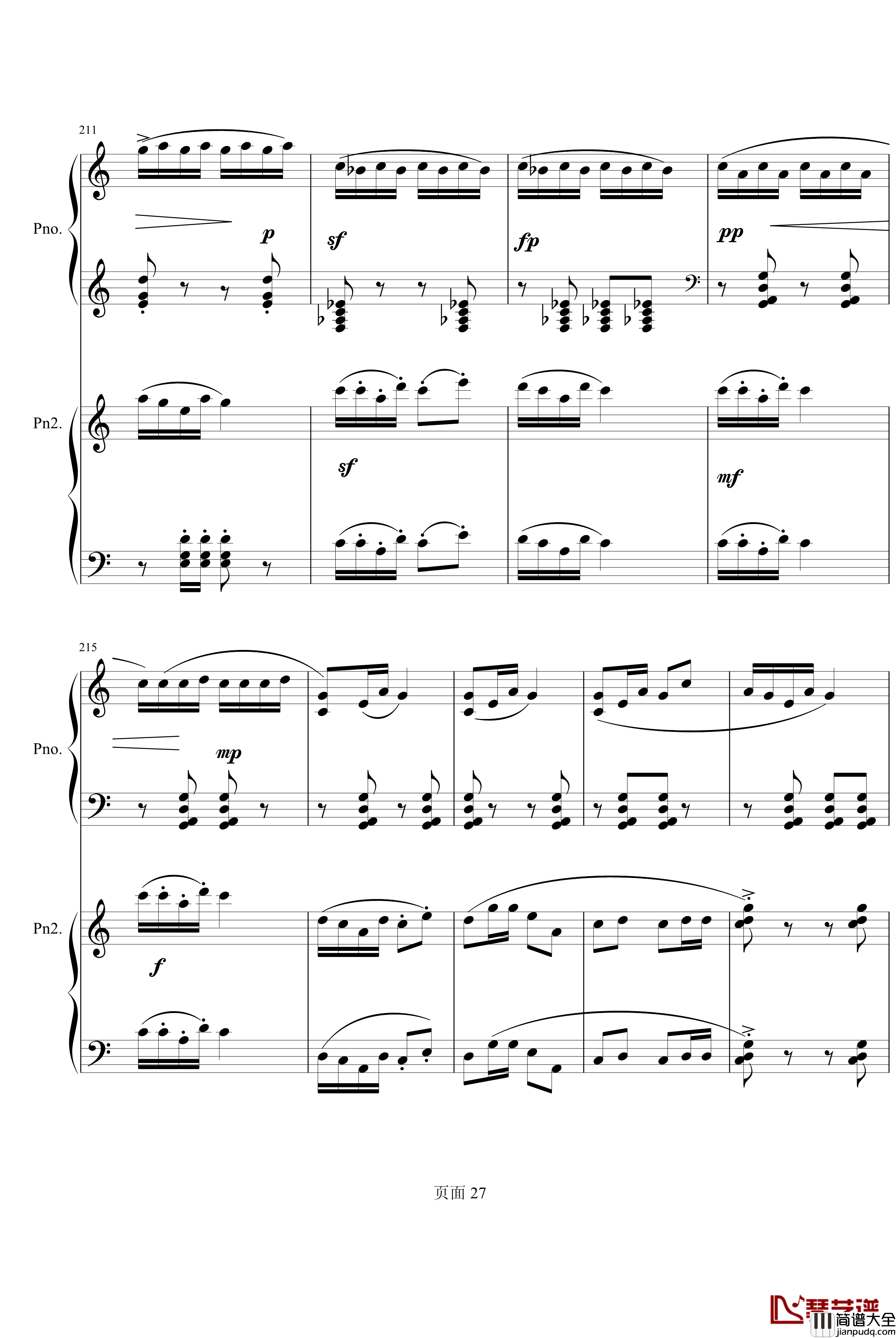 京韵钢琴谱_双钢琴_中国名曲