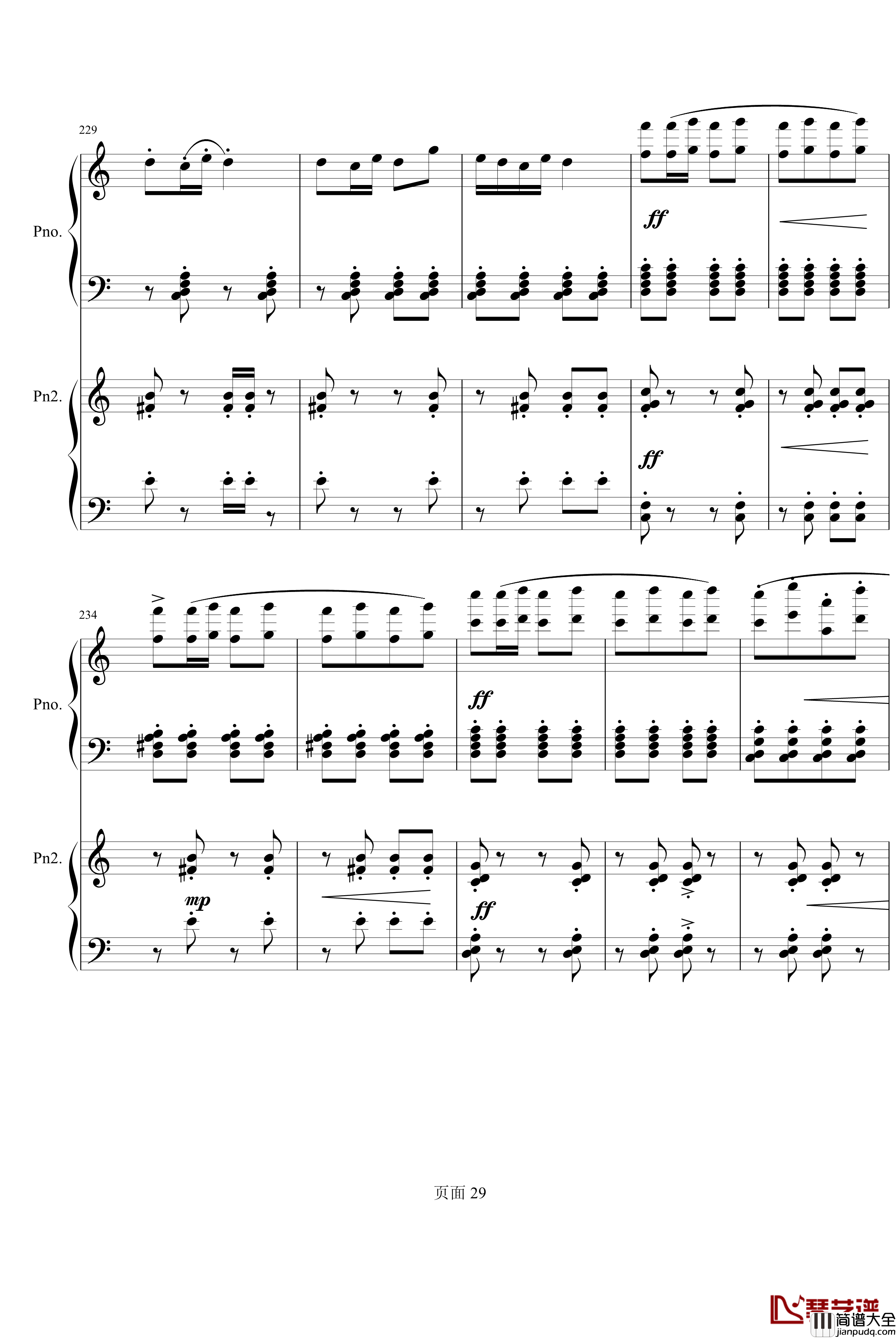 京韵钢琴谱_双钢琴_中国名曲