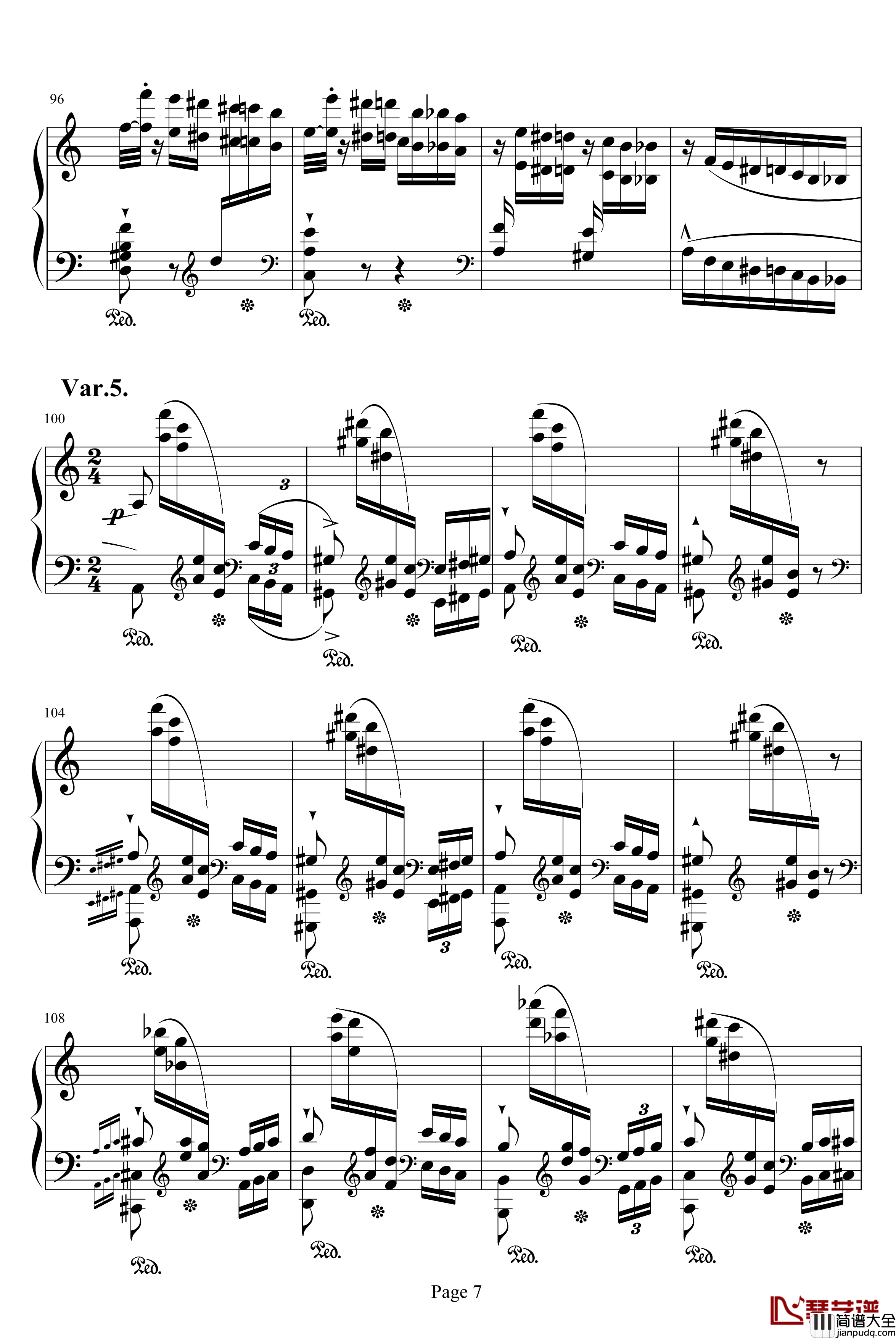 帕格尼尼练习曲钢琴谱_李斯特