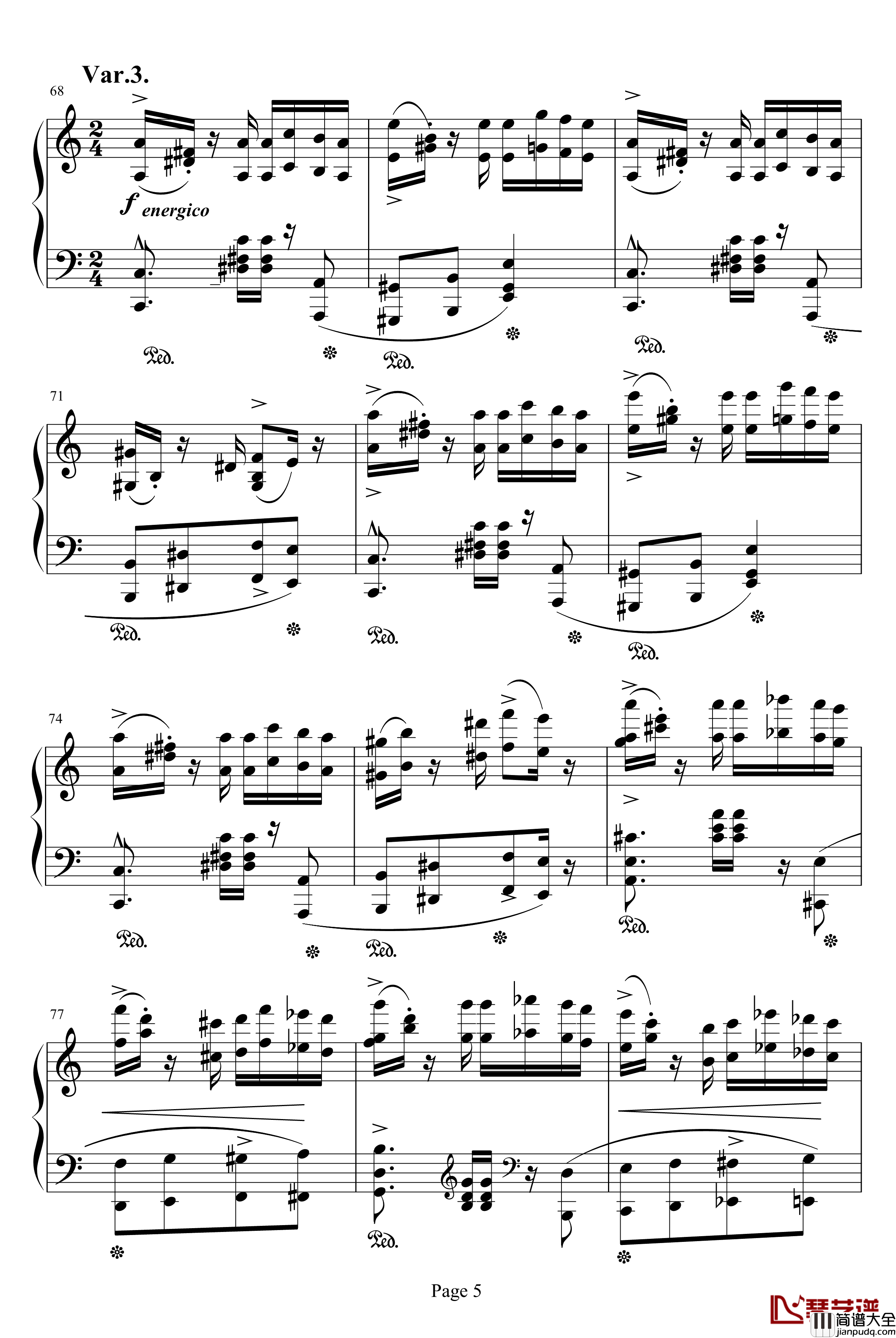 帕格尼尼练习曲钢琴谱_李斯特