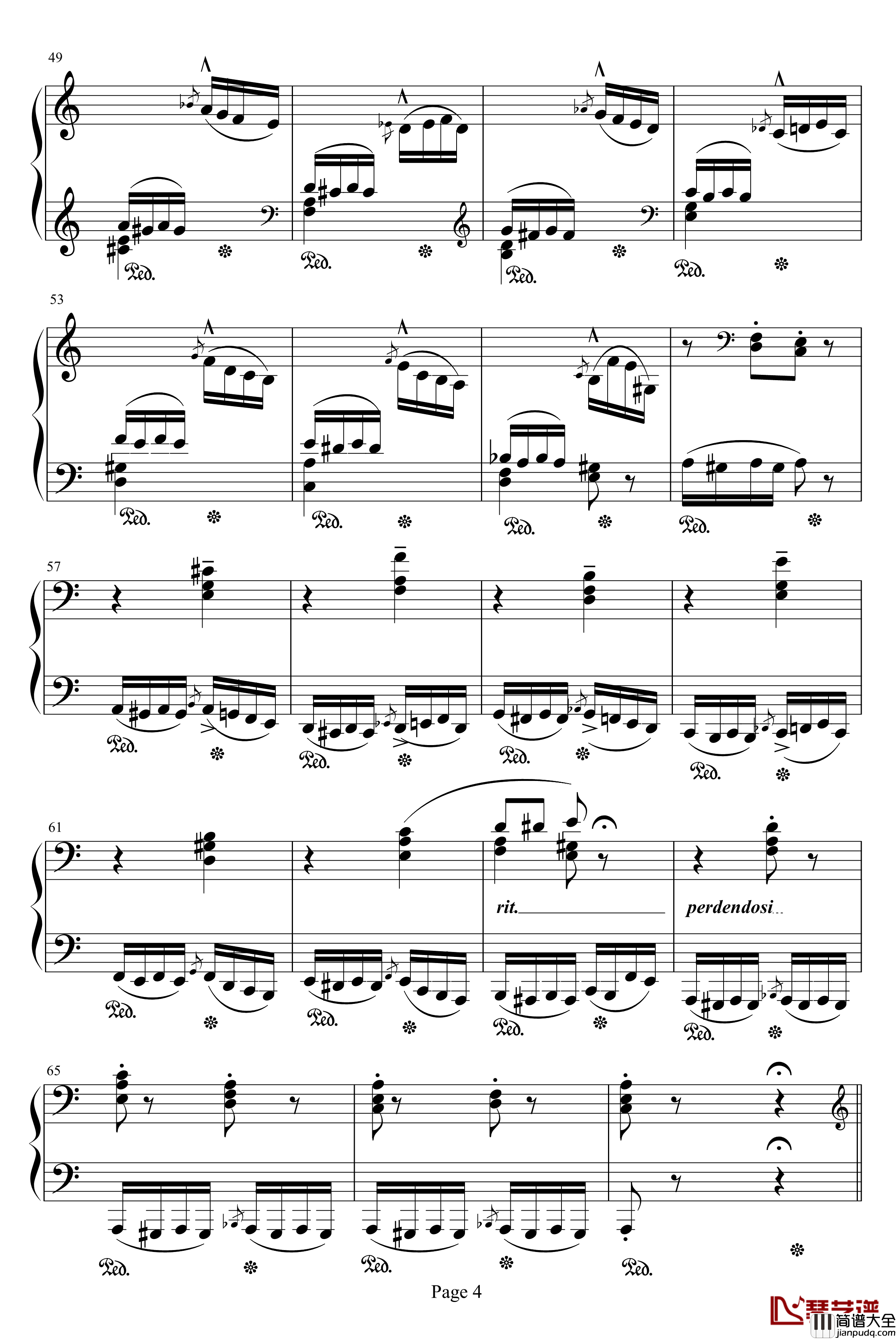 帕格尼尼练习曲钢琴谱_李斯特