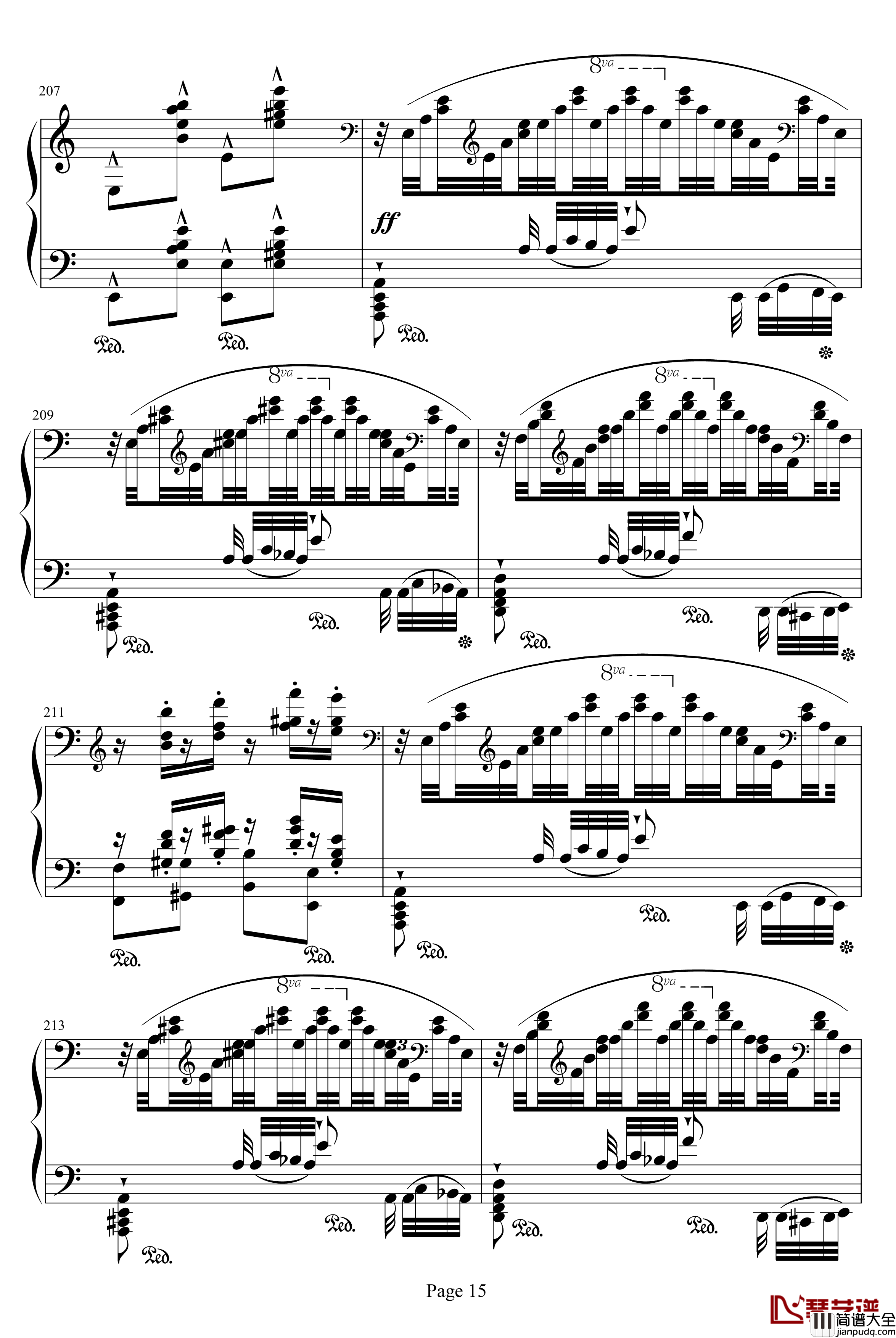 帕格尼尼练习曲钢琴谱_李斯特