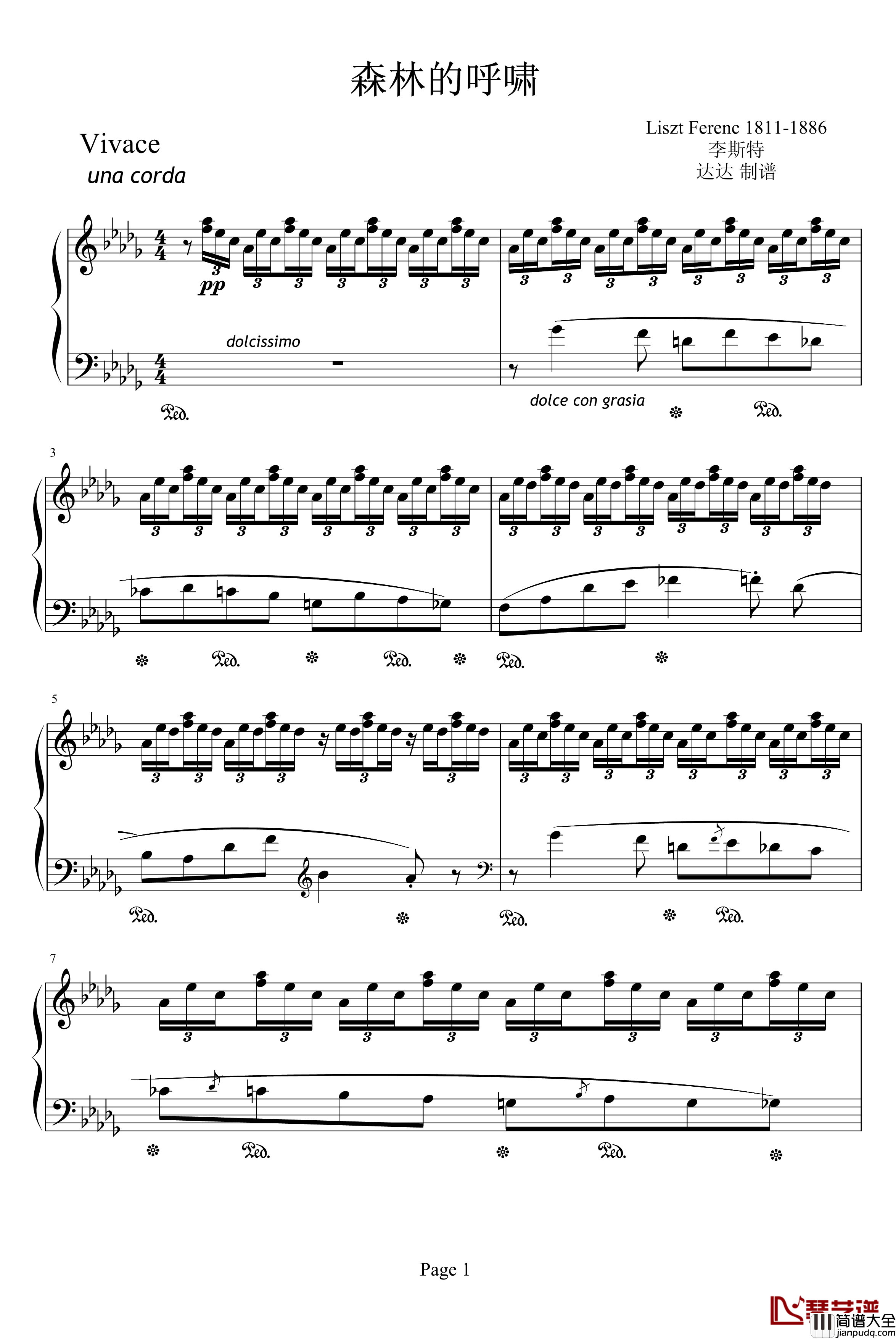 森林的呼啸钢琴谱_李斯特