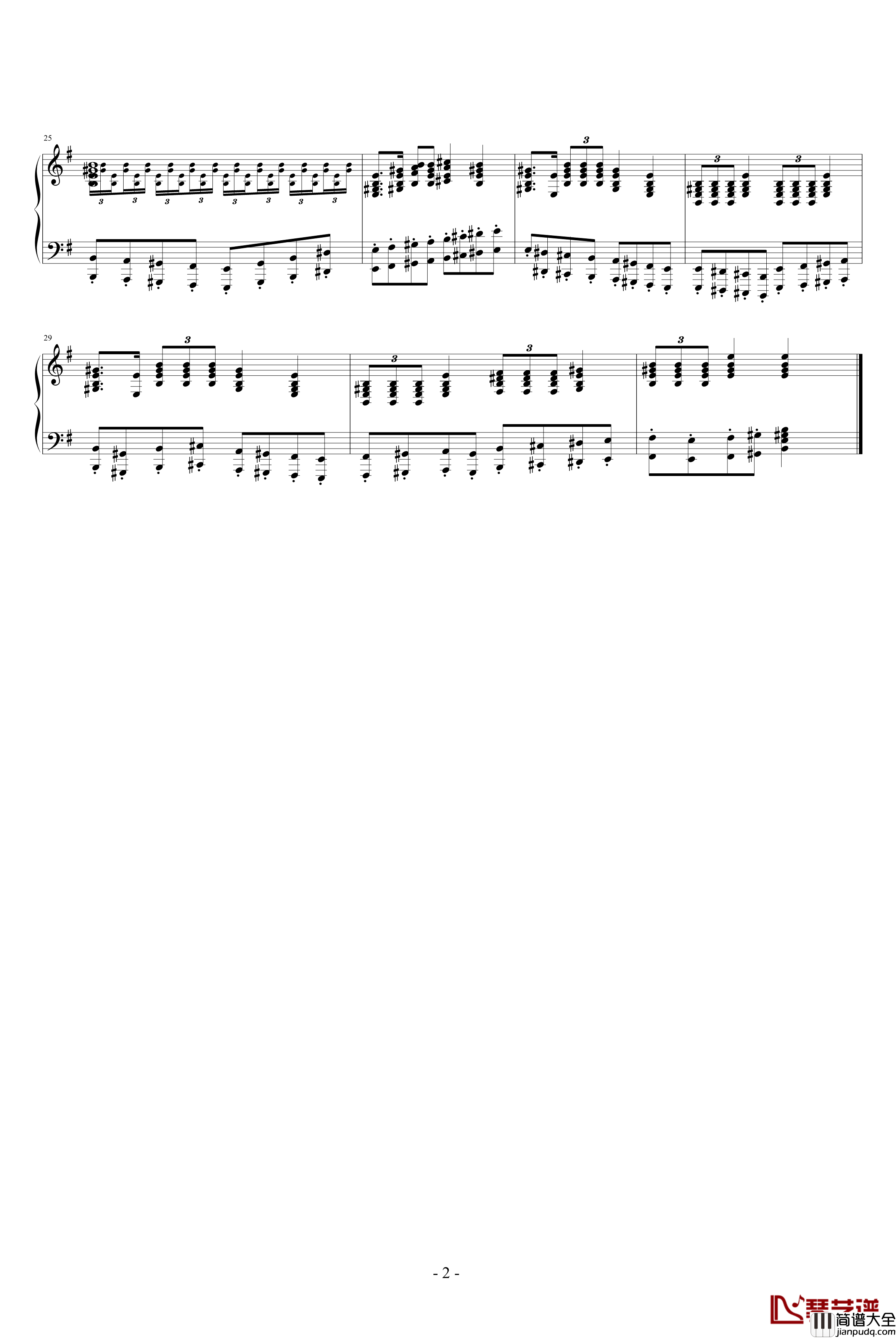 义勇军进行曲钢琴谱_中国名曲