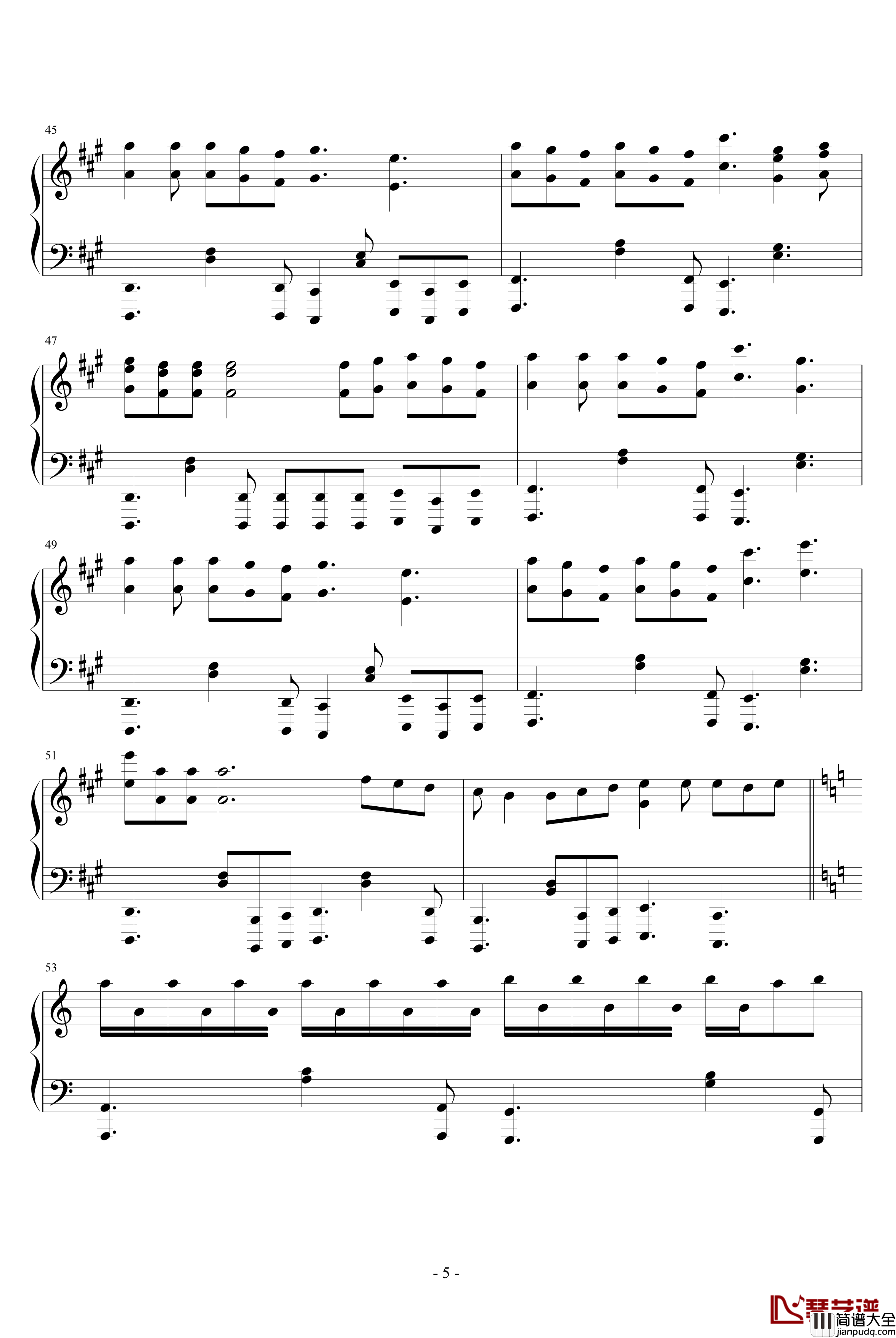 浮夸钢琴谱_泳儿演唱会版_泳儿