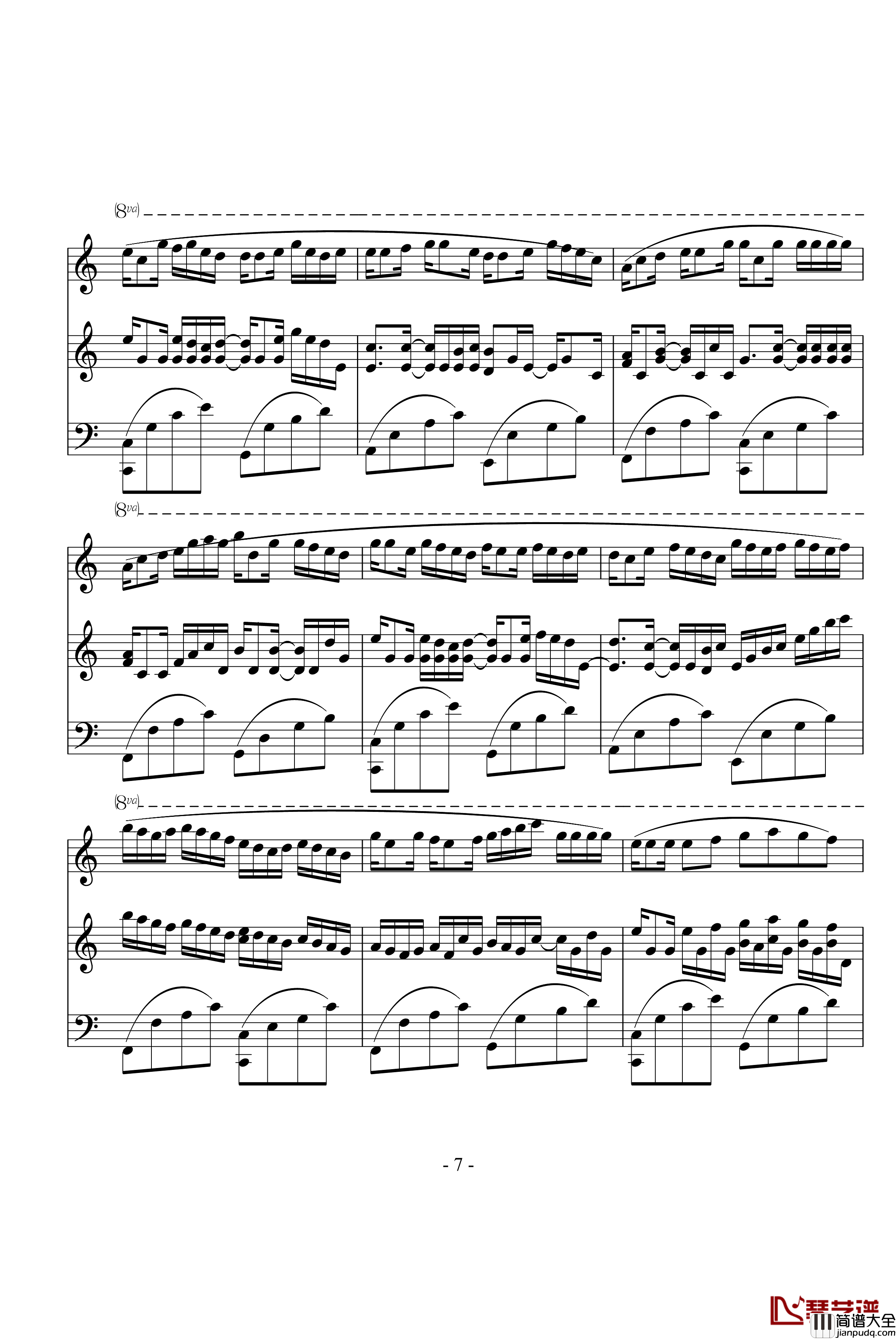 卡农钢琴谱_三手_帕赫贝尔_Pachelbel