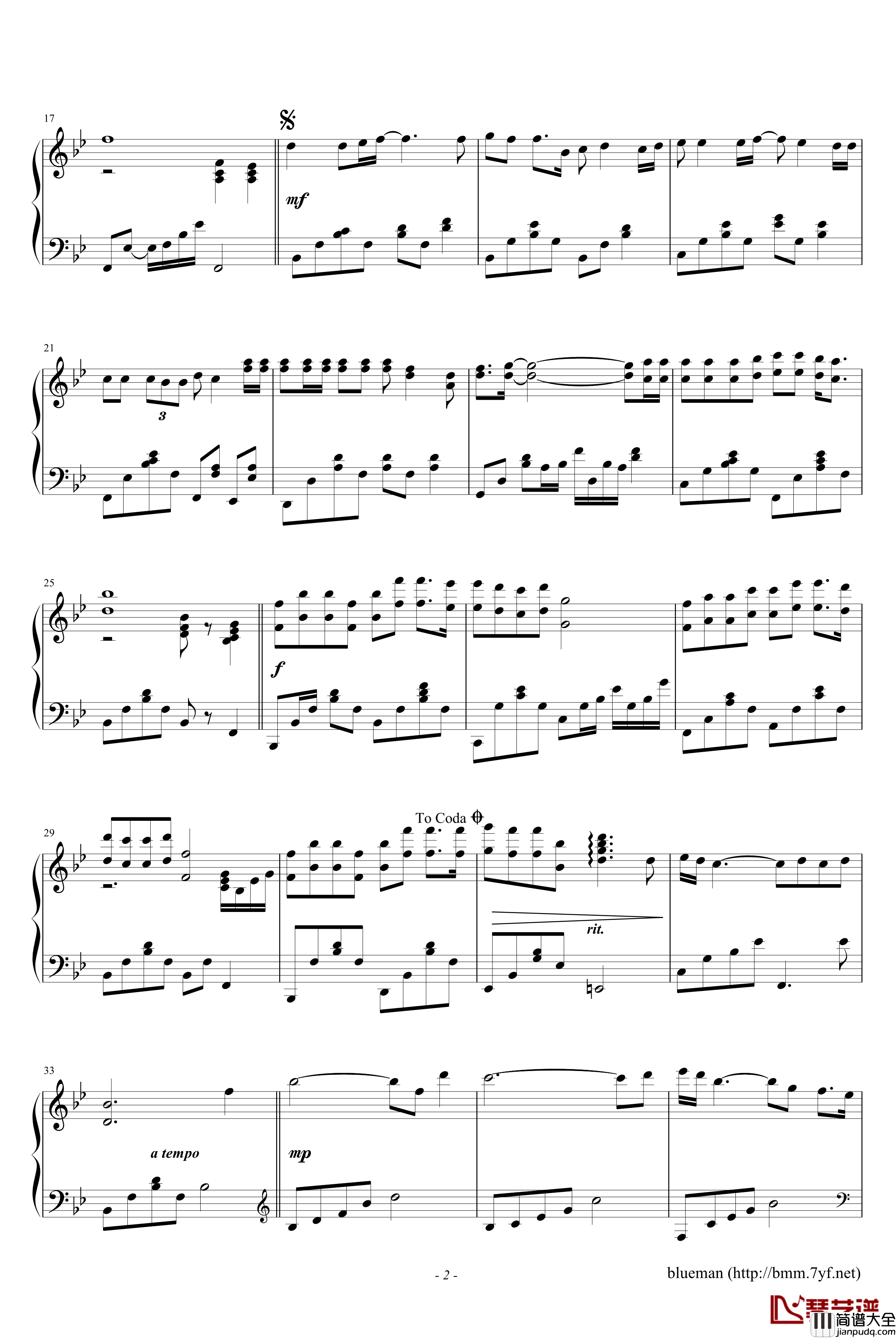 生死不离钢琴谱_成龙