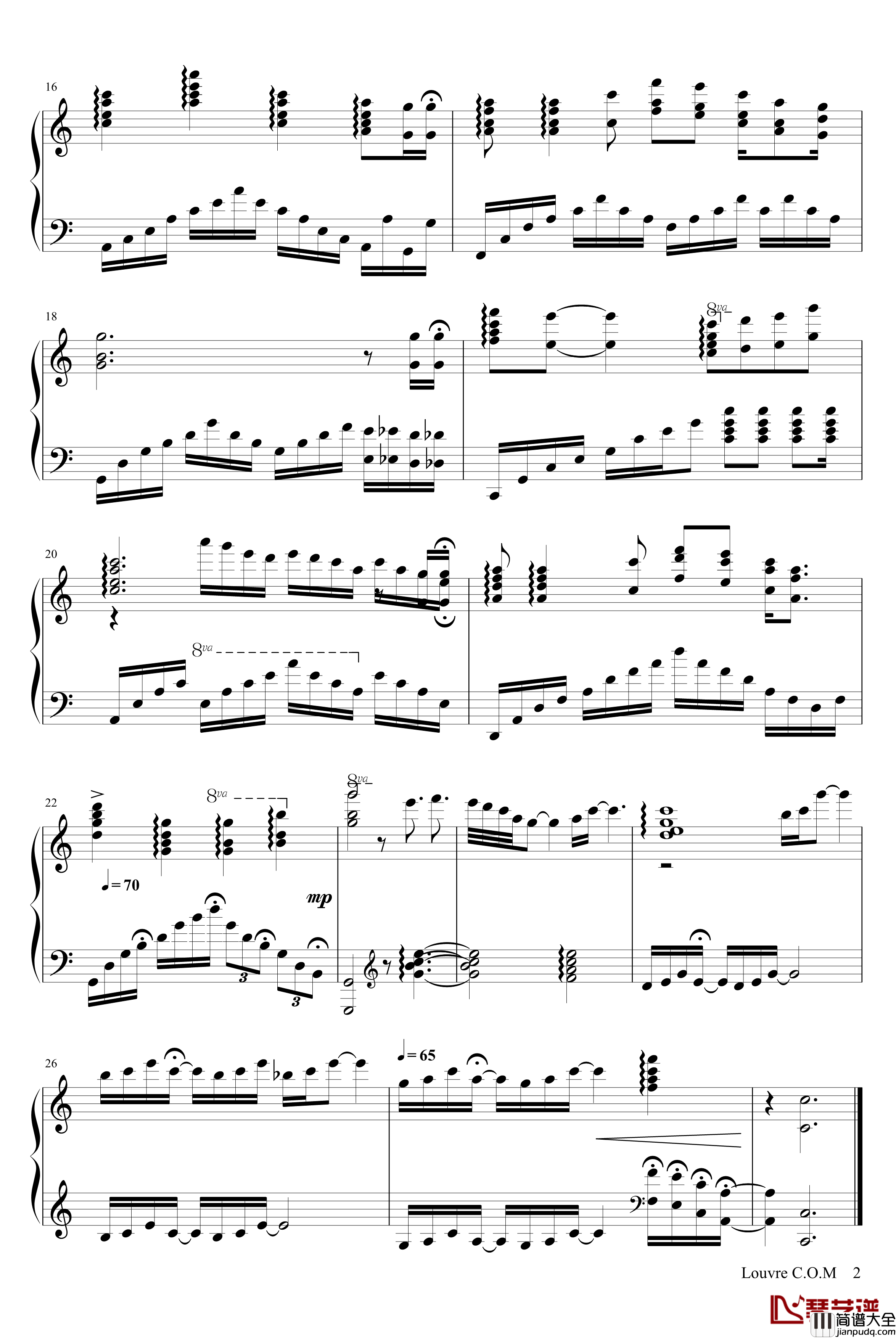 等待钢琴谱_汉武大帝_改进_影视