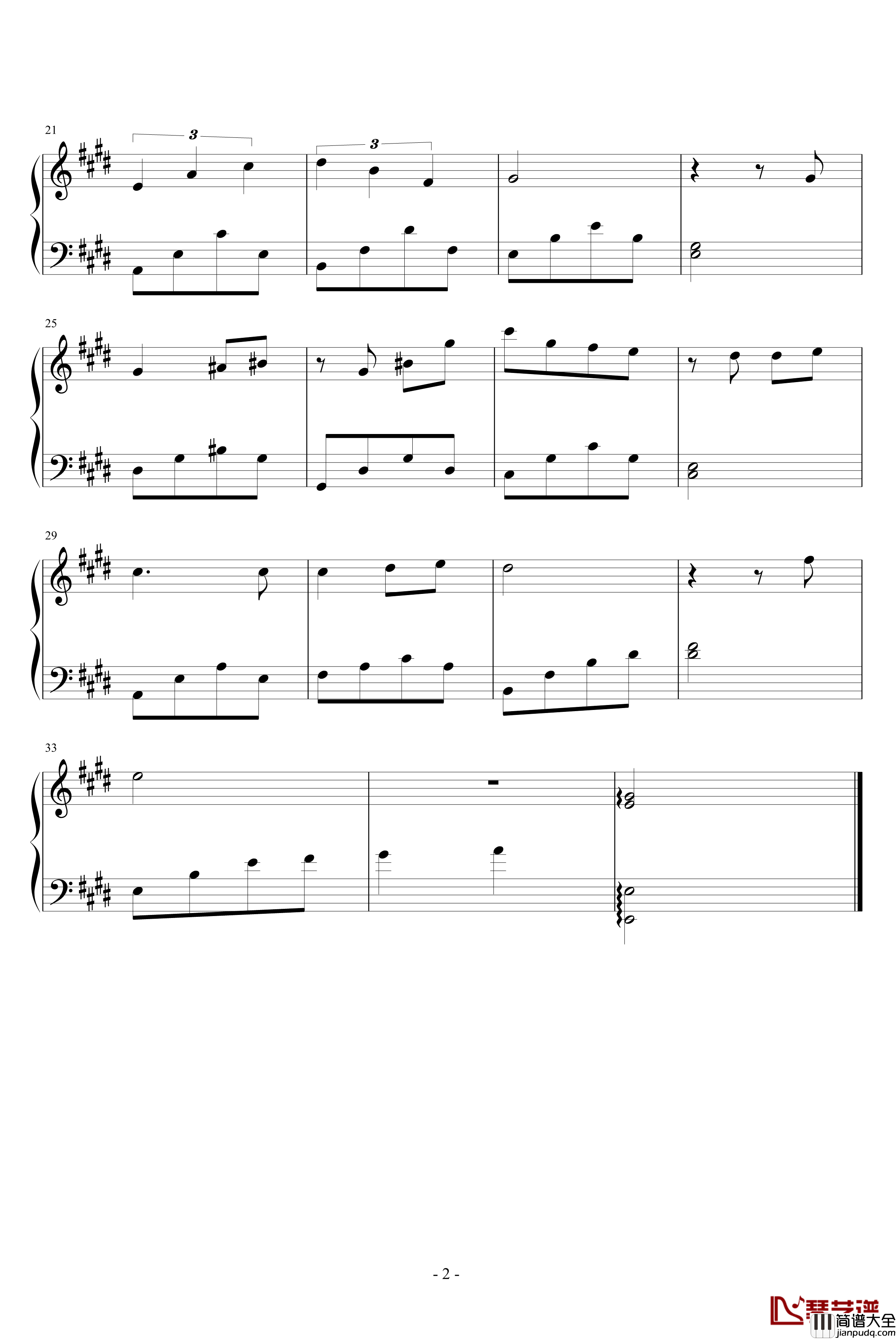 E大调即兴小曲钢琴谱_WindChou