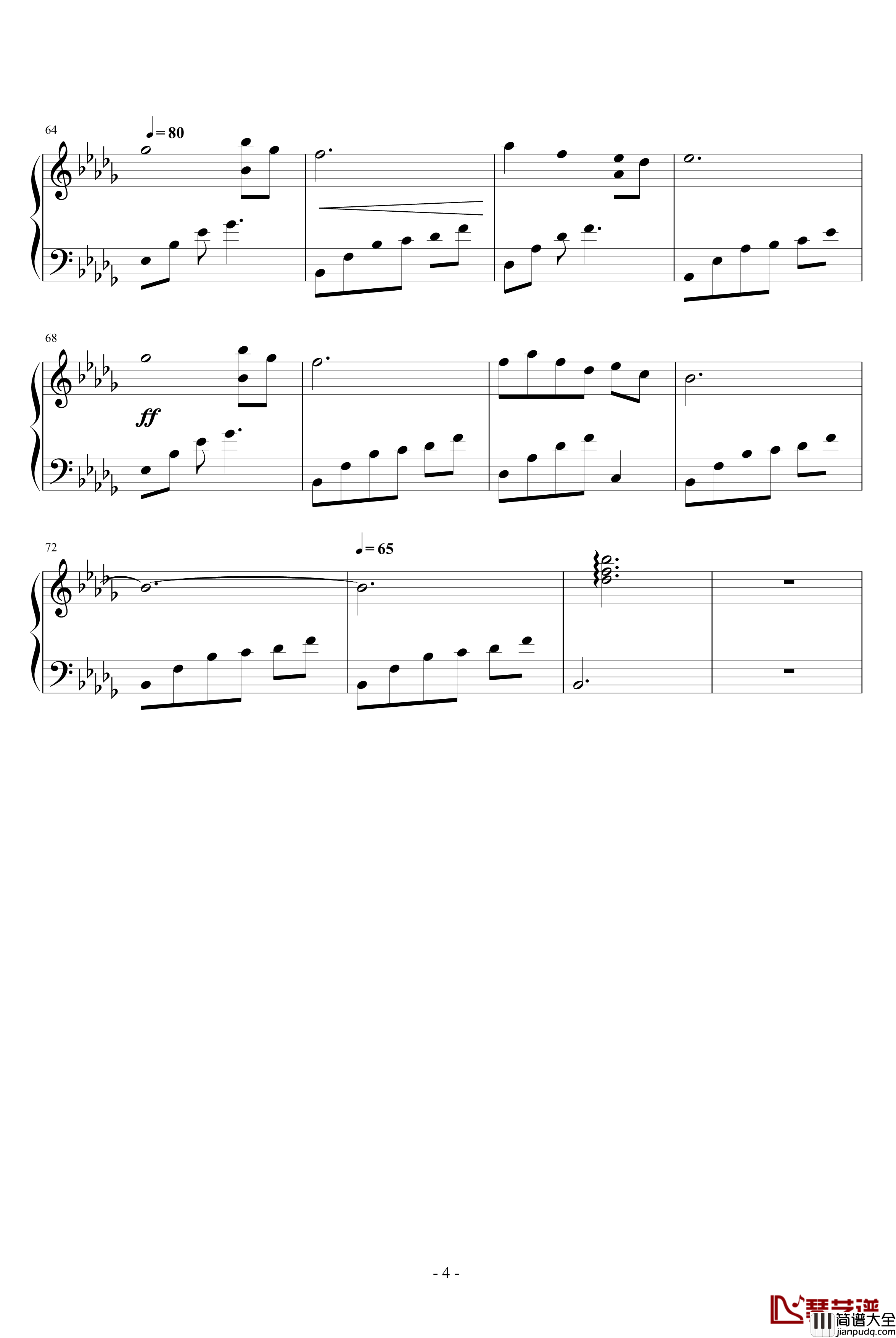 为你而歌钢琴谱_My_Songs_For_You_班得瑞_Bandari