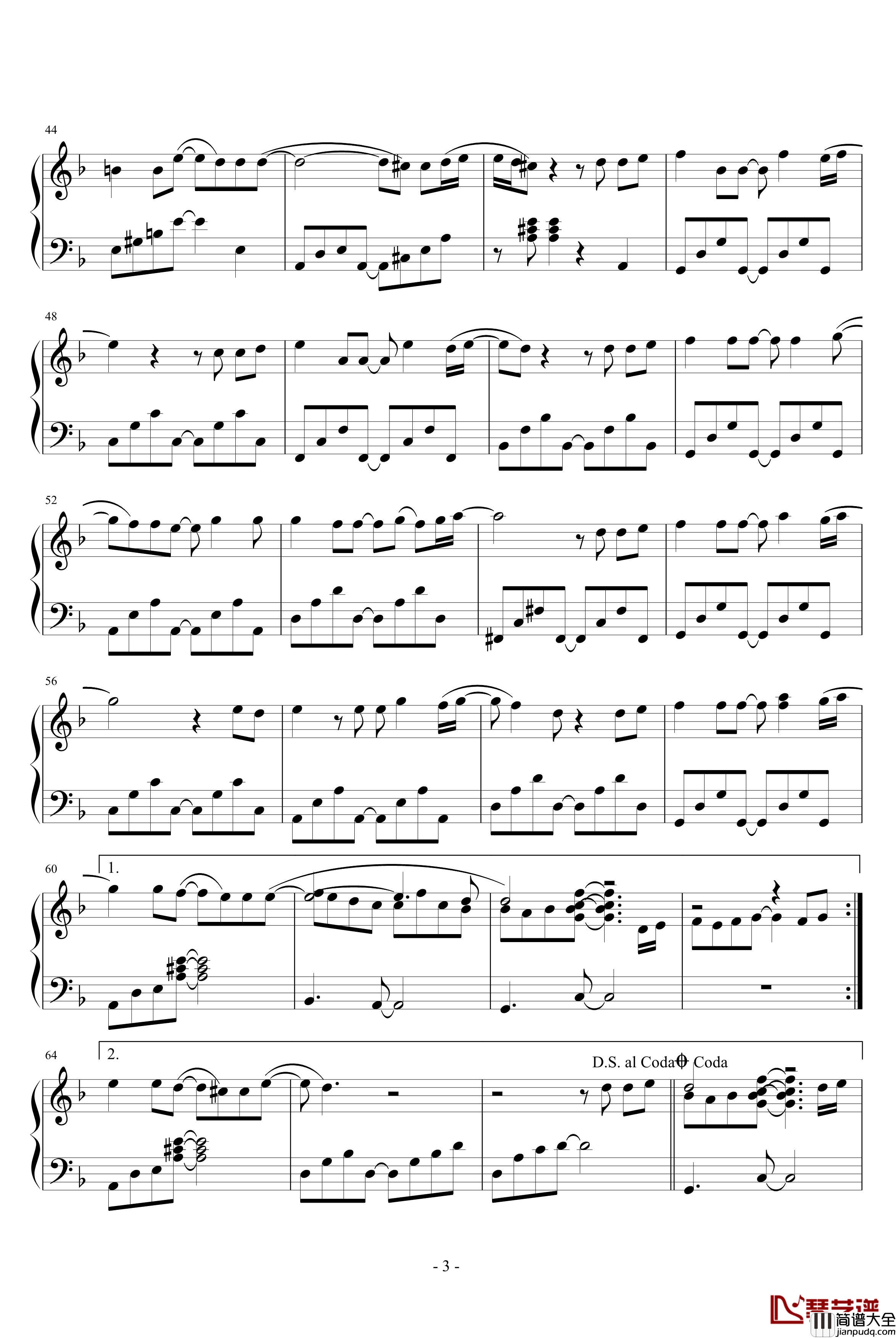 那天以后钢琴谱_韩日剧_火鸟插曲