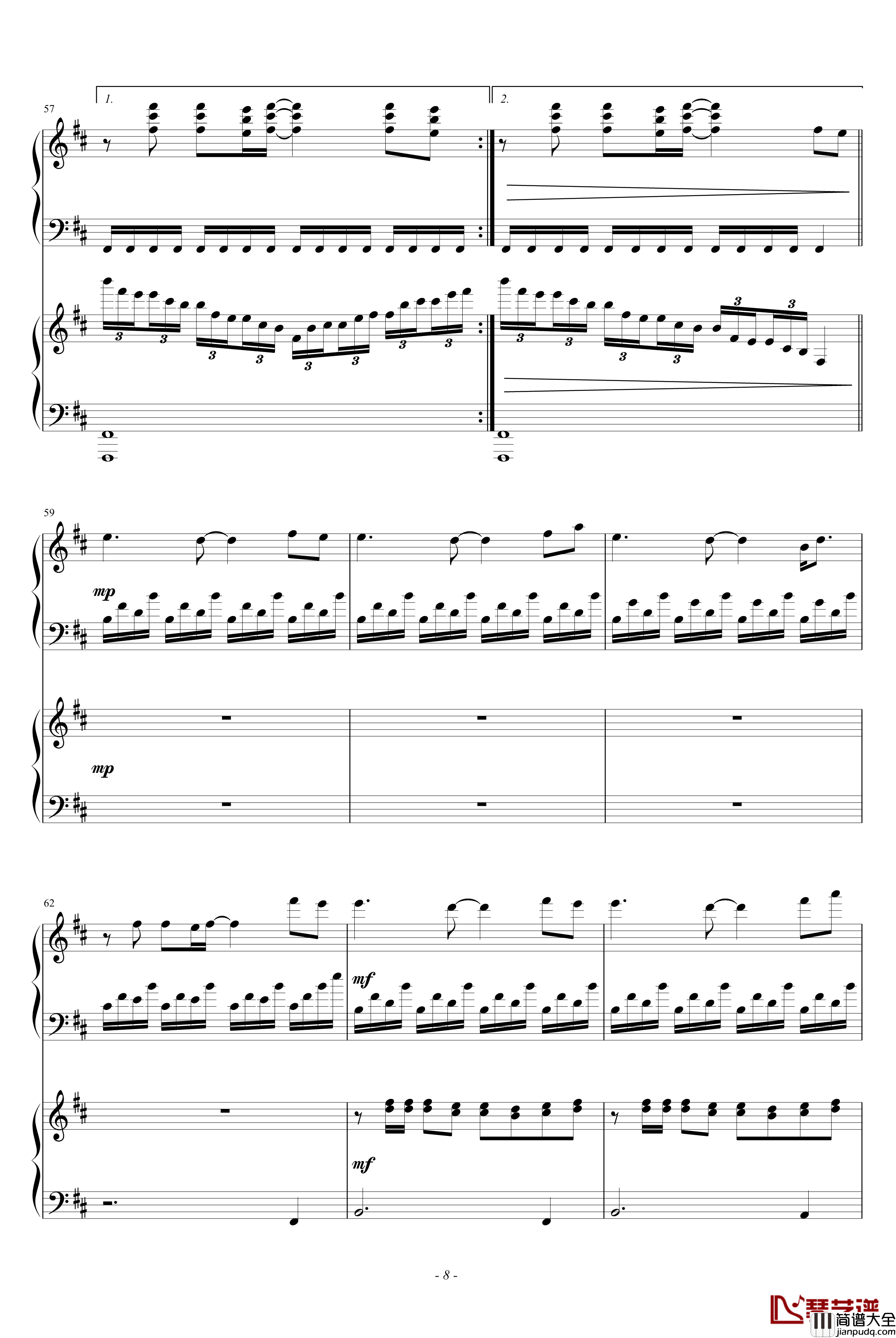 相信我钢琴谱_双钢琴_因果兄弟