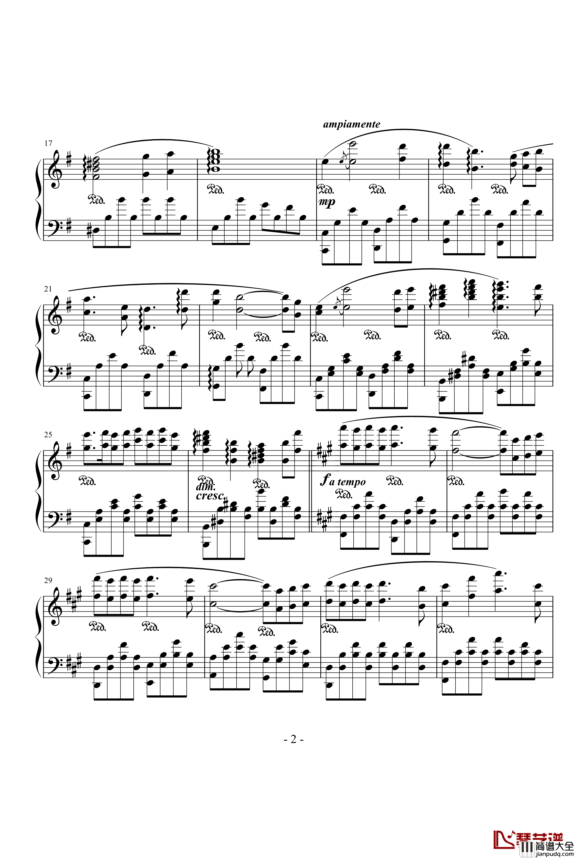 亘古的思念钢琴谱_轩辕剑_动漫影视