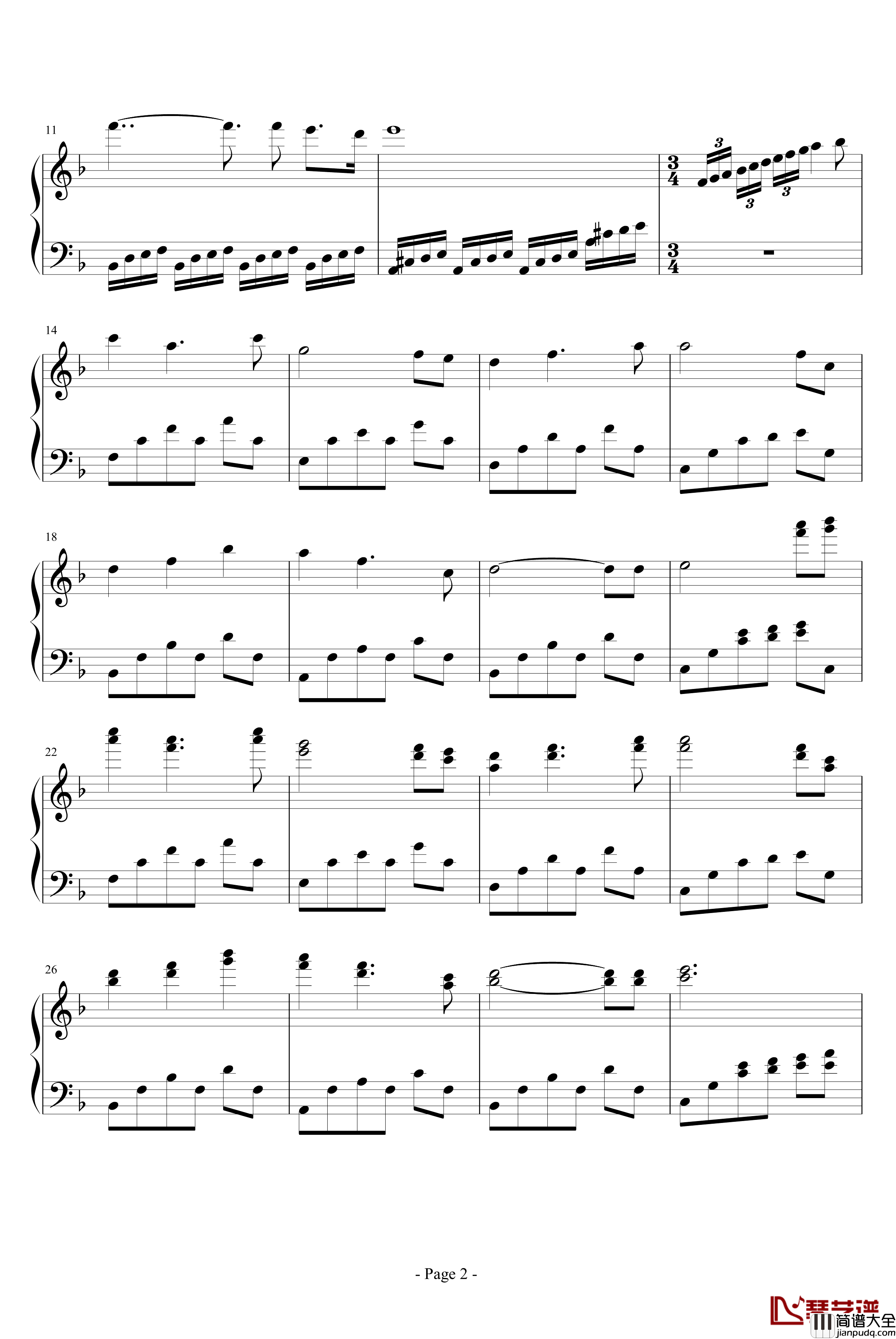 公主小妹钢琴谱_插曲_影视