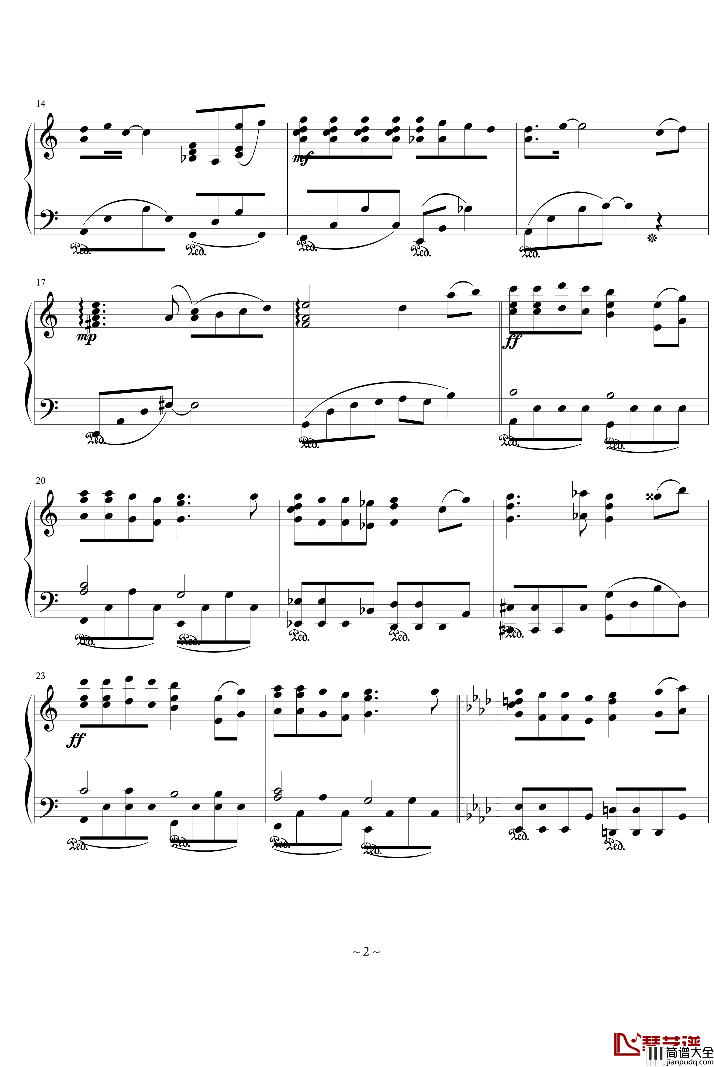 千與千尋片首曲钢琴谱_那一天的河川_綾楓版_千与千寻