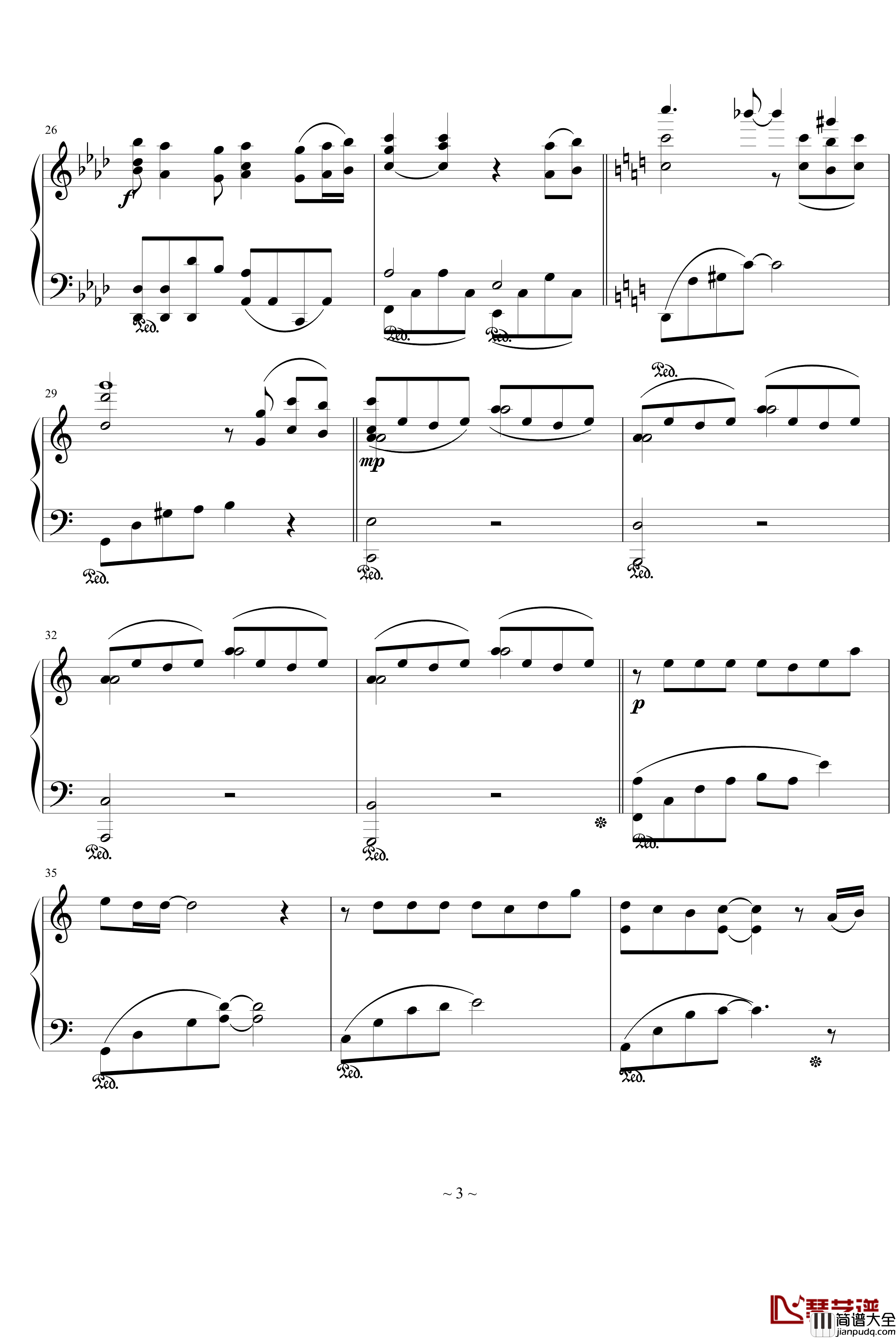 千與千尋片首曲钢琴谱_那一天的河川_綾楓版_千与千寻