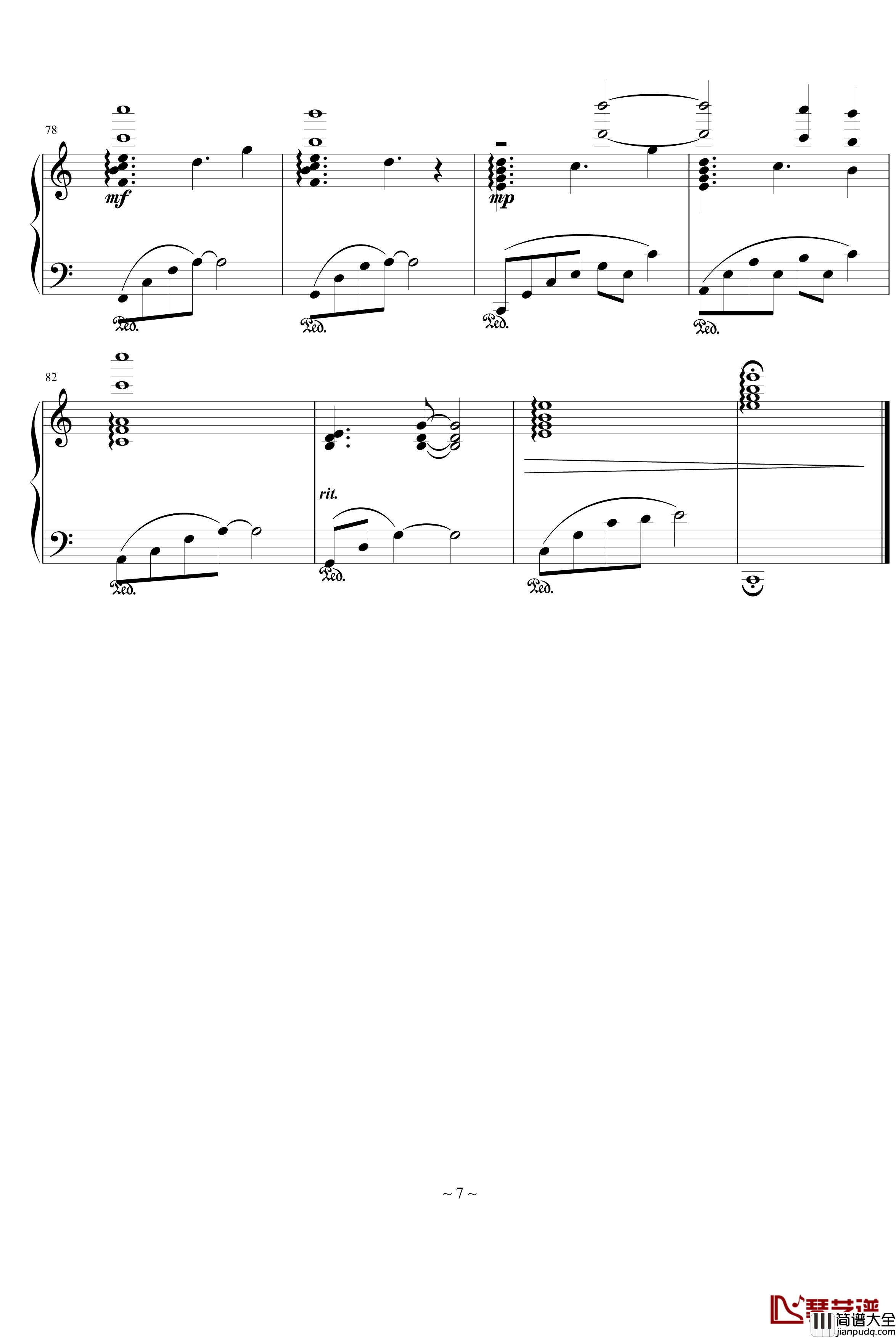 千與千尋片首曲钢琴谱_那一天的河川_綾楓版_千与千寻