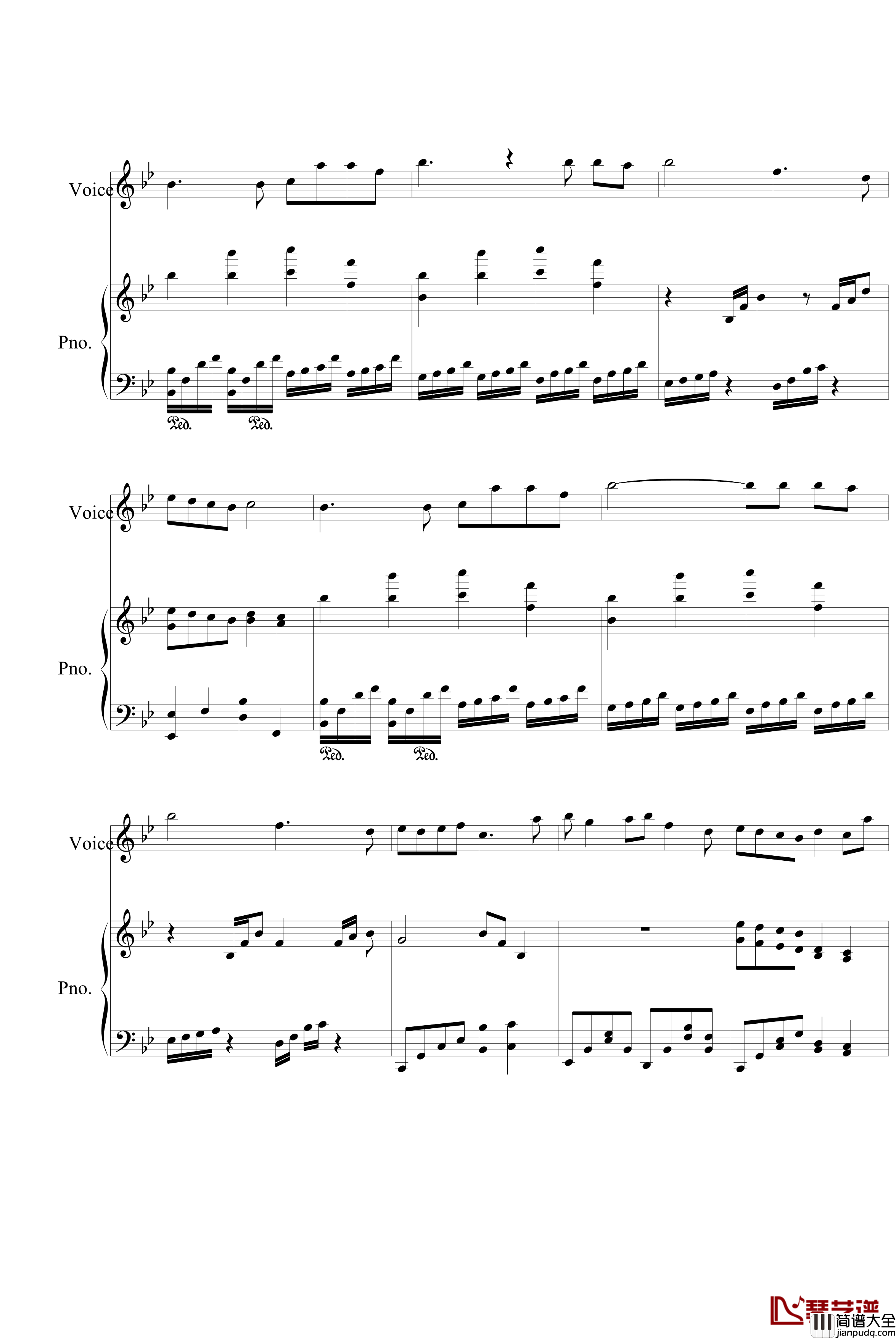 花园钢琴谱_PY版_梁静茹