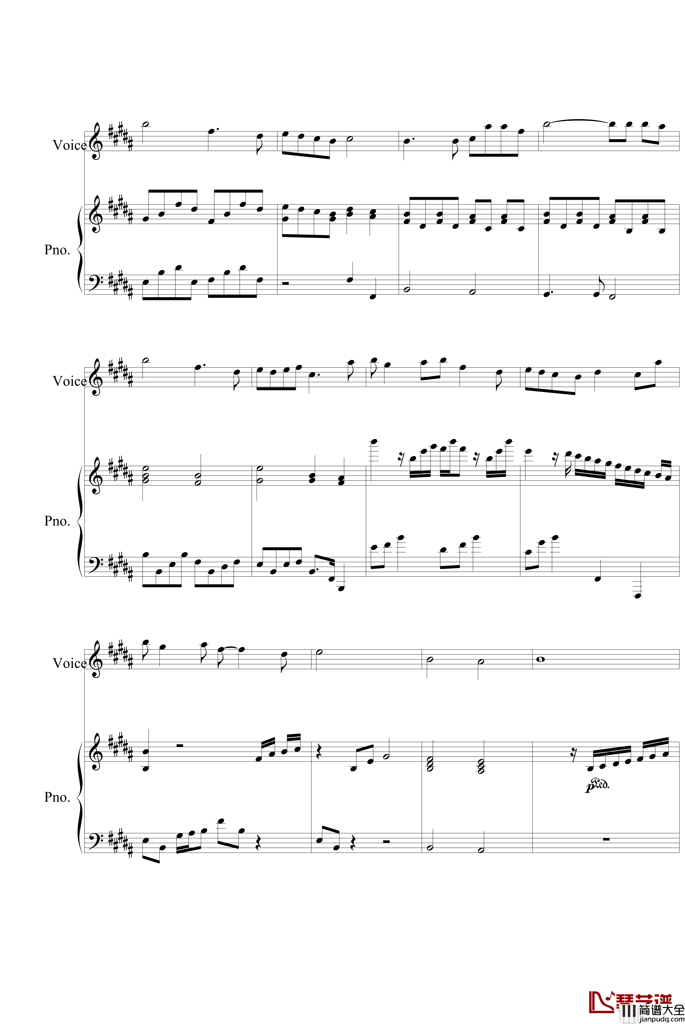 花园钢琴谱_PY版_梁静茹